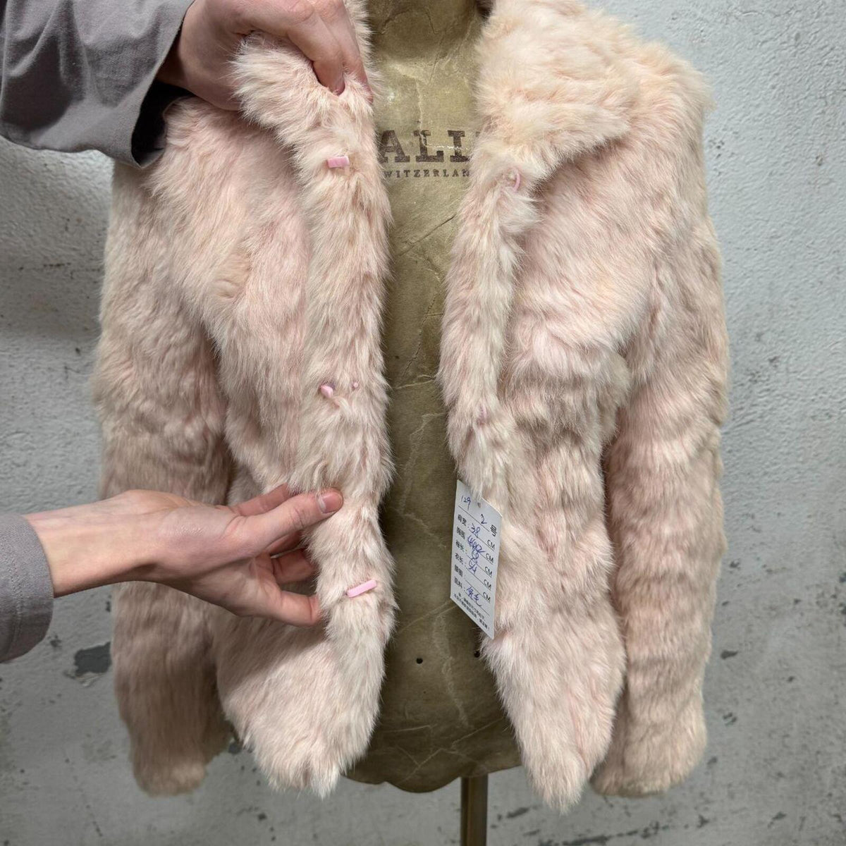 Vintage Y2K Blossom-Pink Rabbit Fur Jacket Coat