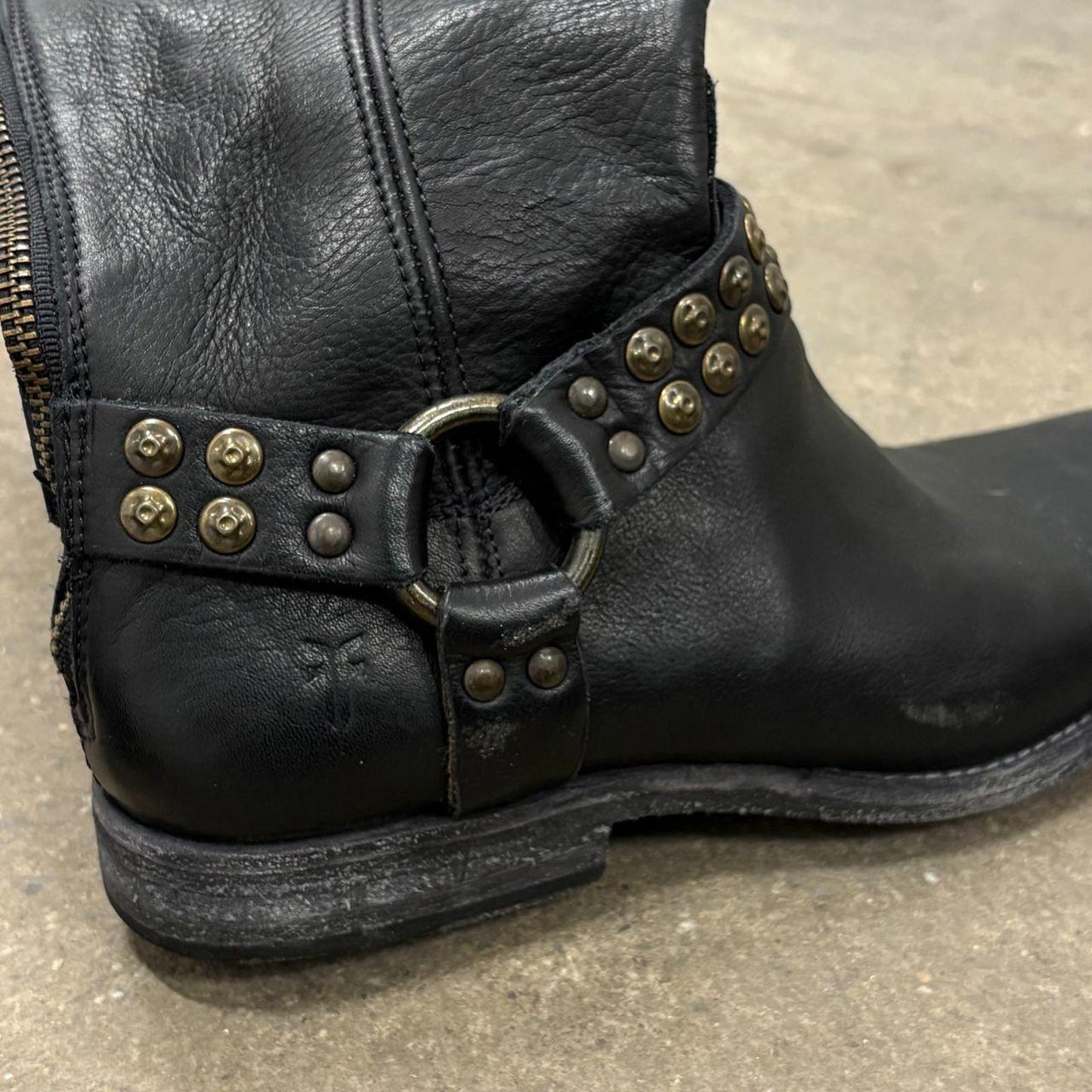 Deadstock Vintage Frye Leather Moto Harness Boots
