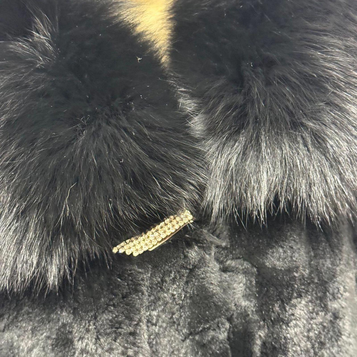 Vintage Y2K Jet-Black Rabbit & Fox Fur Jacket Coat