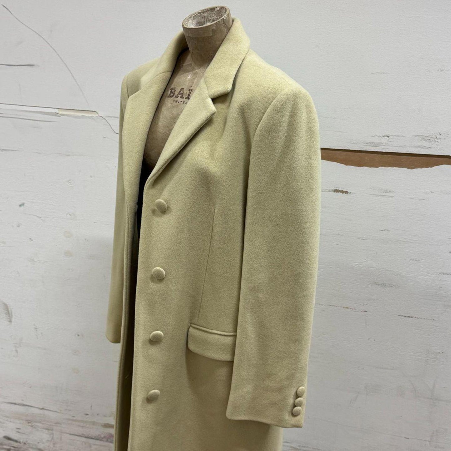 90s Vintage Makola Pale Sage Wool Longline Coat