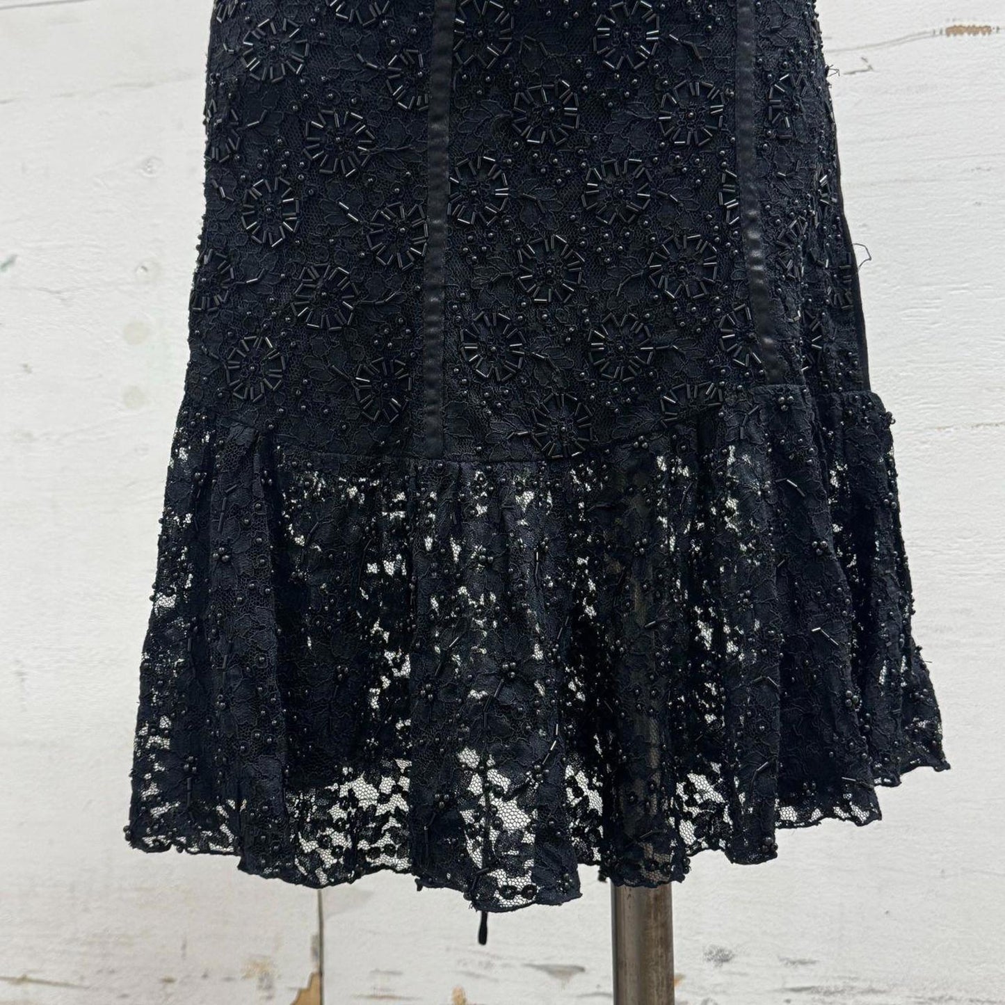 Y2k Vintage Di Francesco Black Beaded Lace Midi Dress