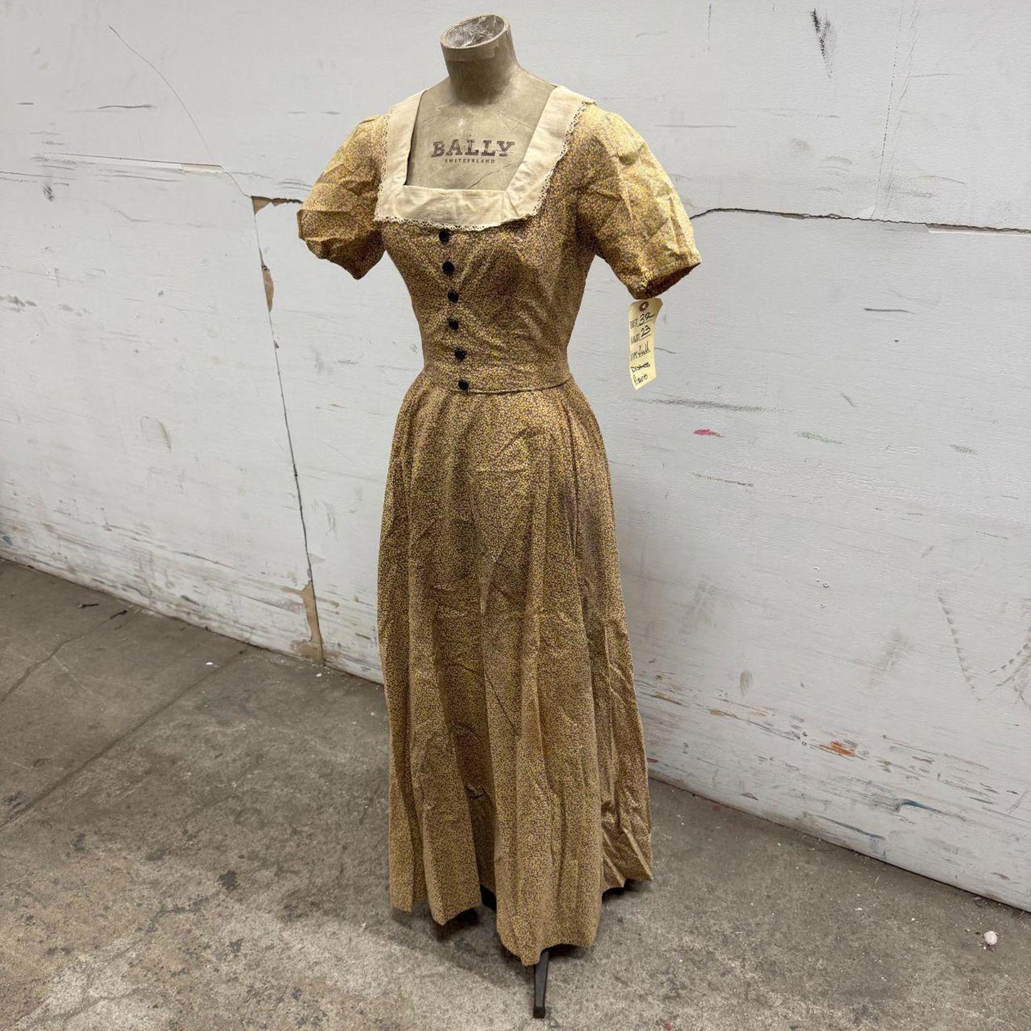 Vintage 50s does 1880s Victorian Tan Cotton Prairie Dress Western Film Costume