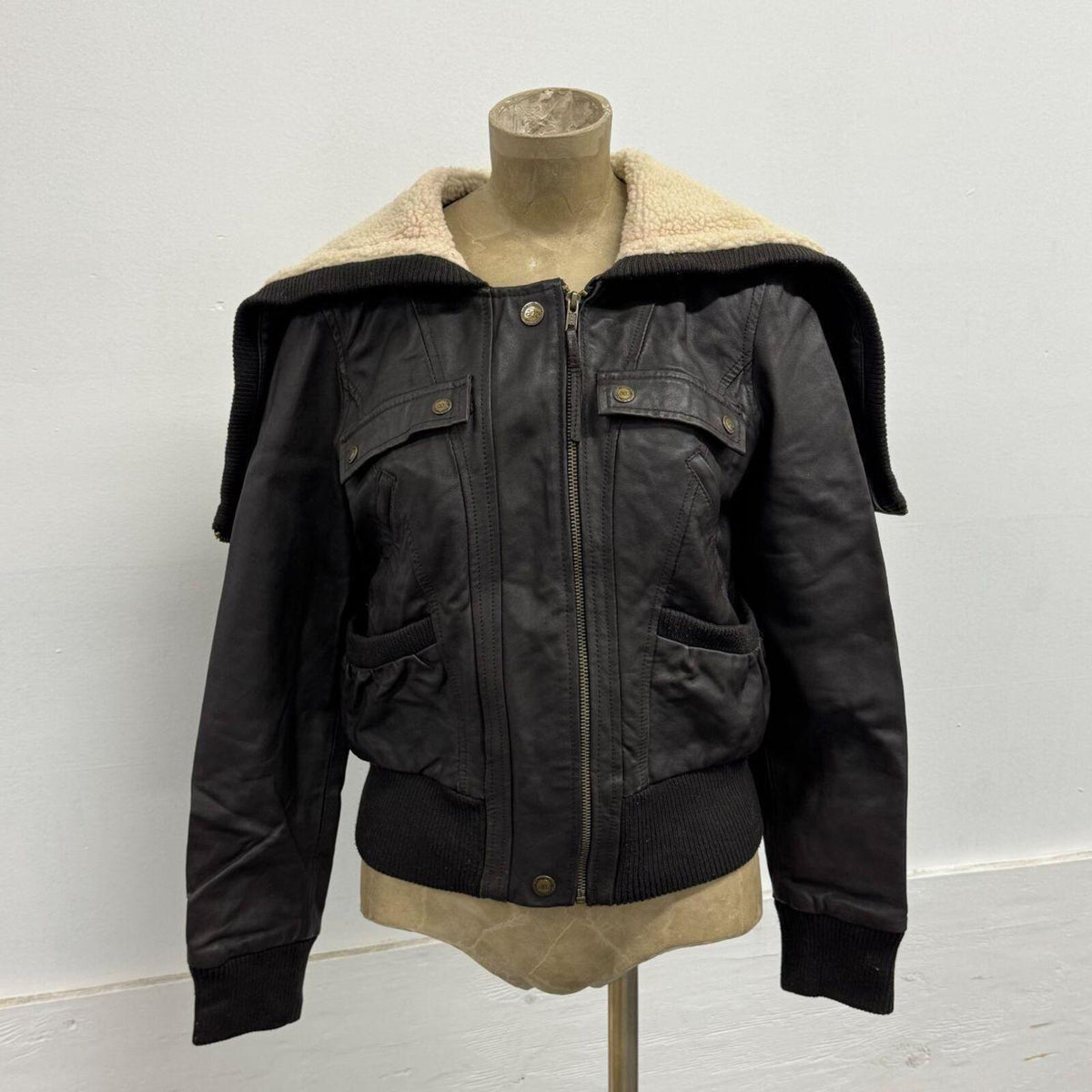 Vintage Brown Split Hood Aviator Lamb Nappa Leather Jacket Azona AO2