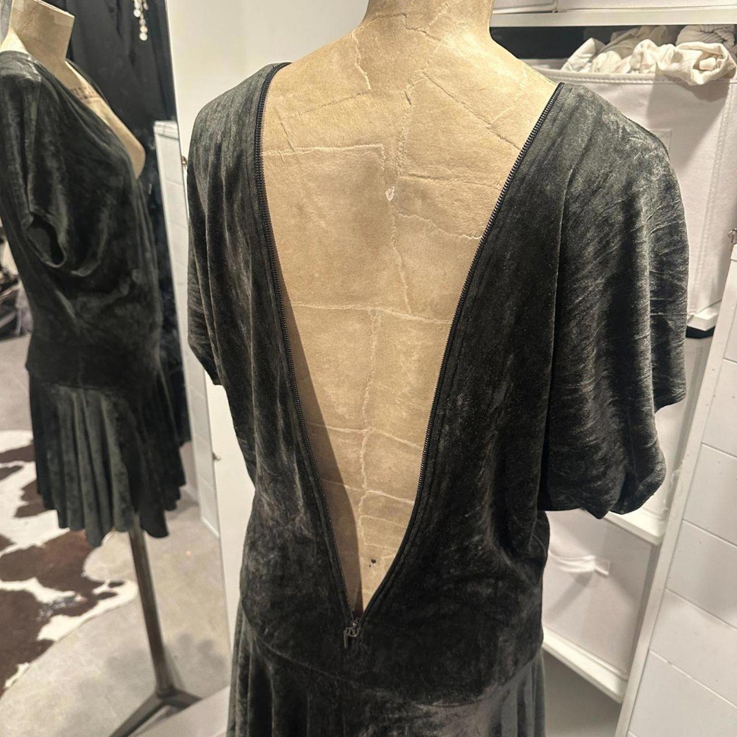 Ultra-Rare Plein Sud Jeans Adjustable Zip Velvet Mini Dress