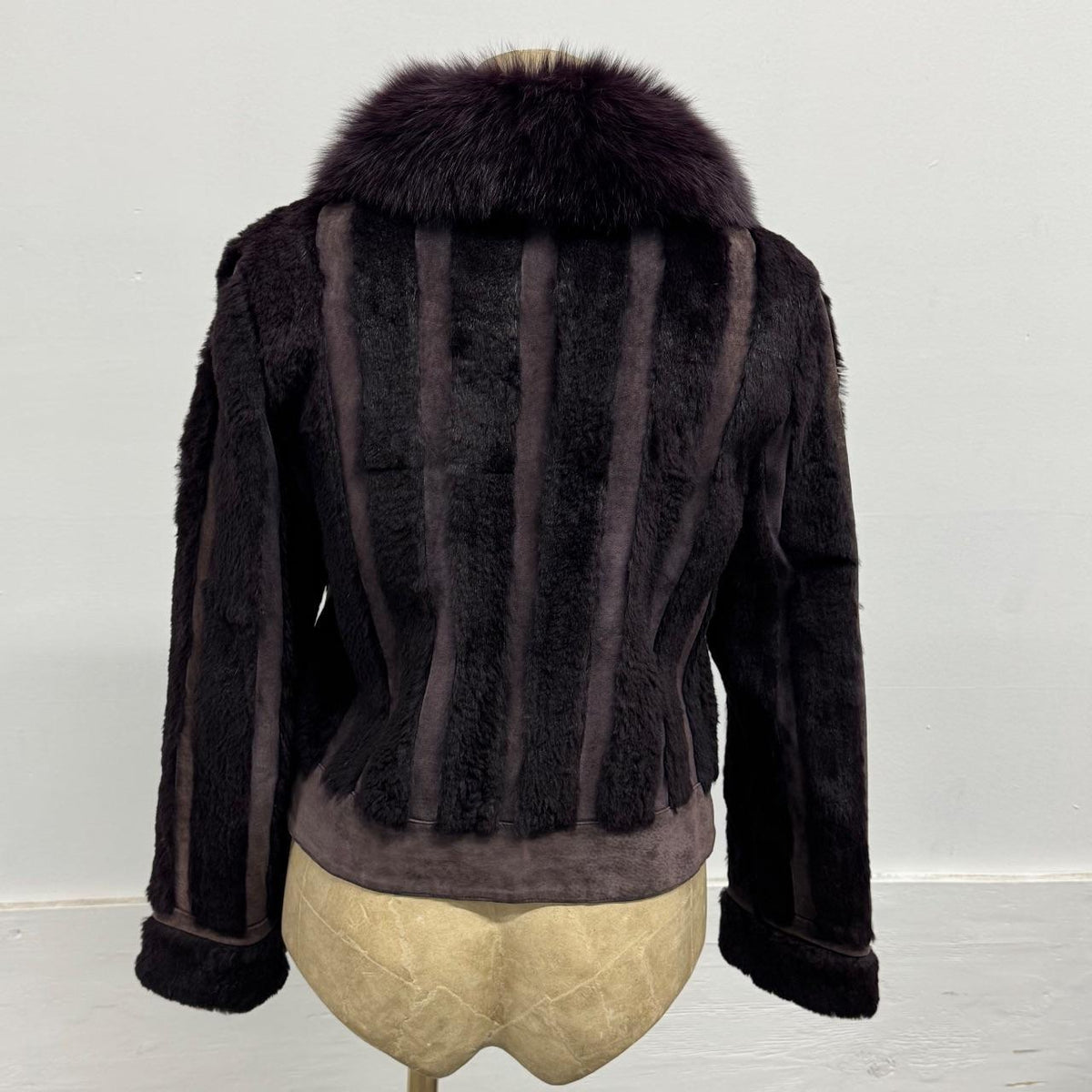 Vintage Y2K Purple-Brown Rabbit & Fox Fur Jacket Coat