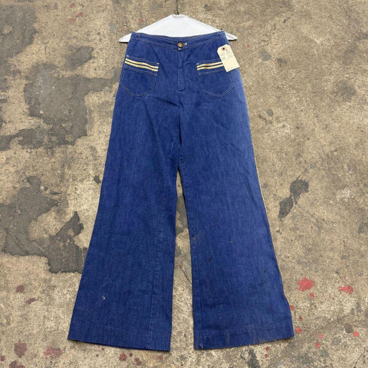 Vintage 70s Outrageous Metallic Panel Flare Jeans XS