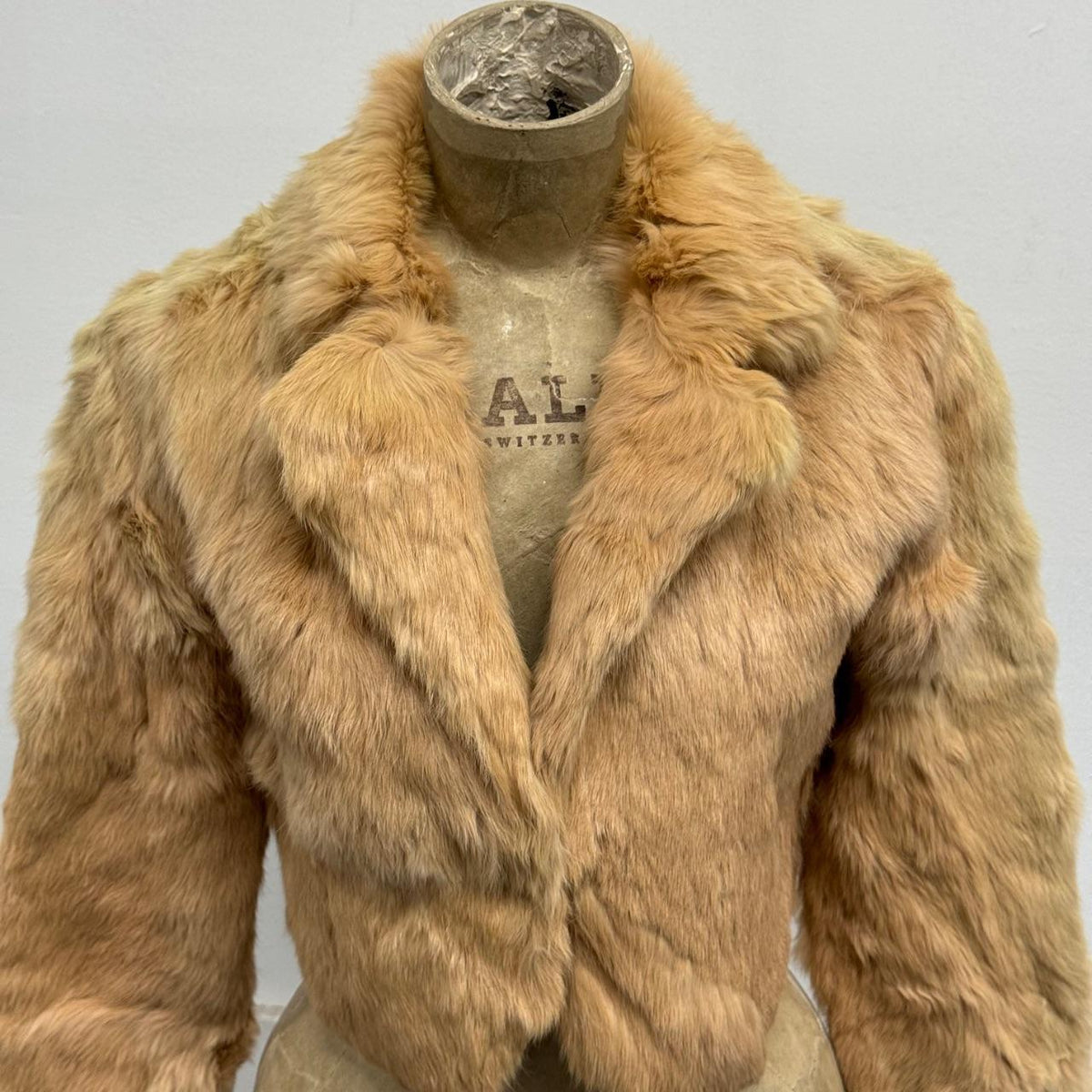 Vintage Cream Peach Rabbit Fur Jacket Coat
