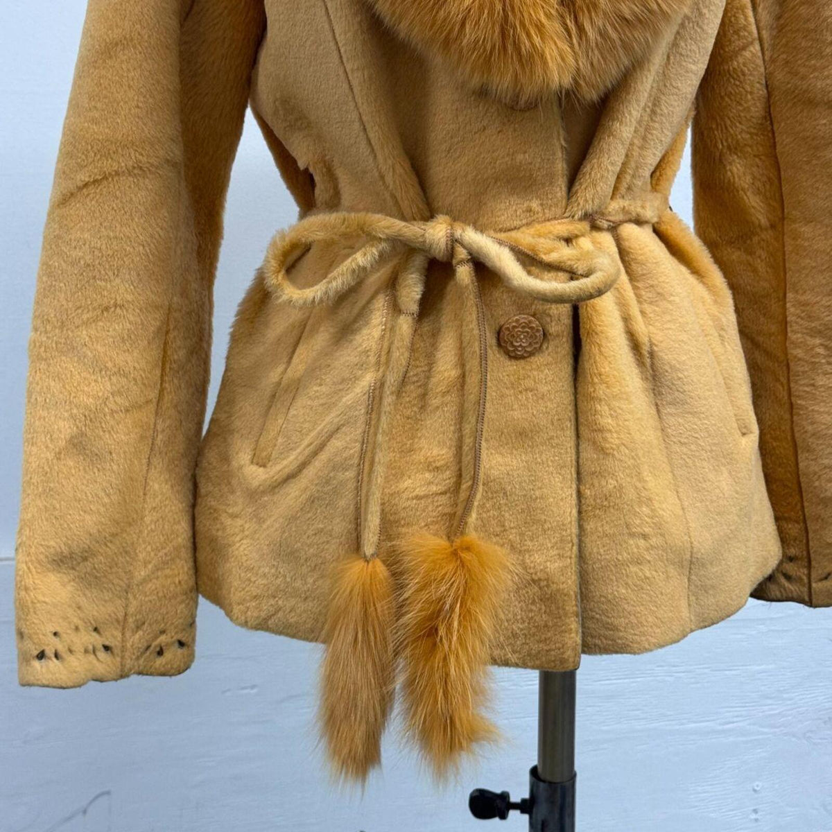 Vintage Y2K "Golden Fleece" Sheared Lambskin & Fox Fur Jacket Coat