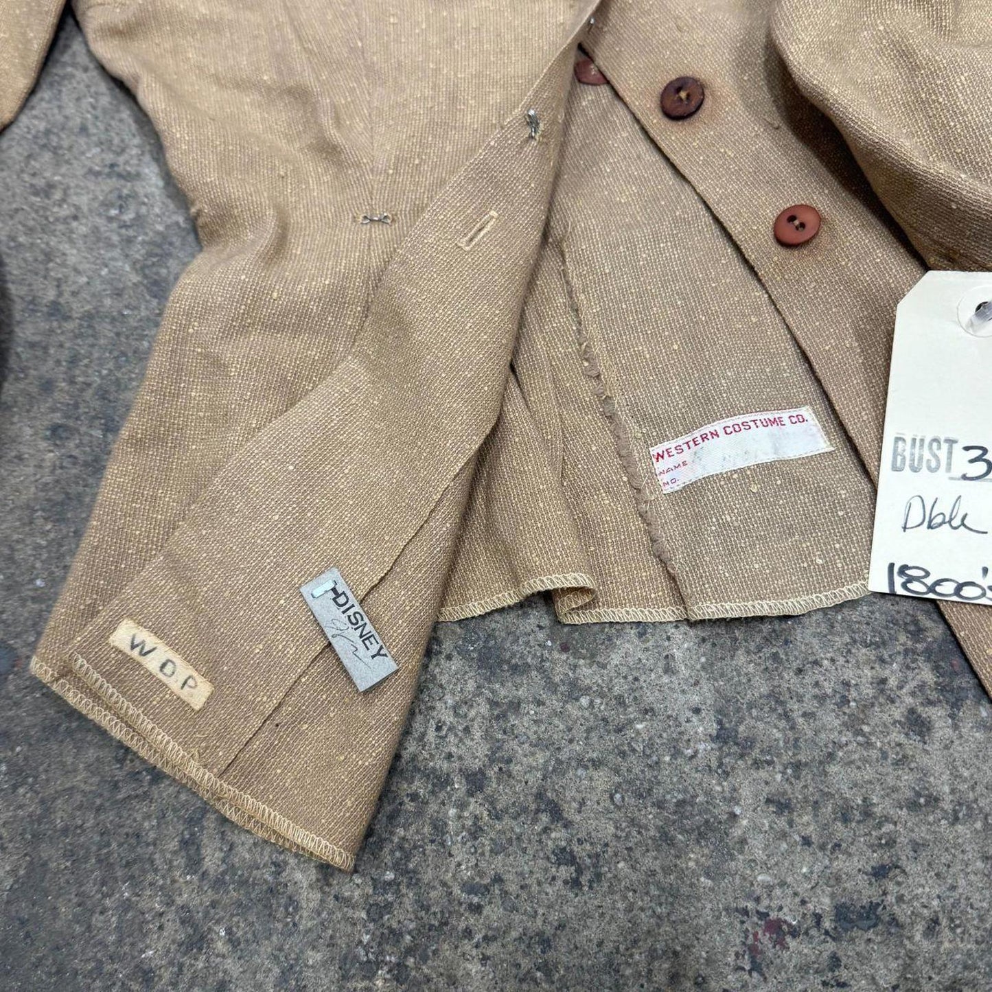 Vintage Tan Textured Victorian Western Jacket 50s does 1800s Disney Film Costume