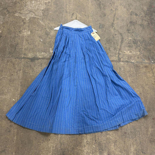 Vintage Film Costume 50s Does Victorian Western Style Prairie Skirt Blue Stripe
