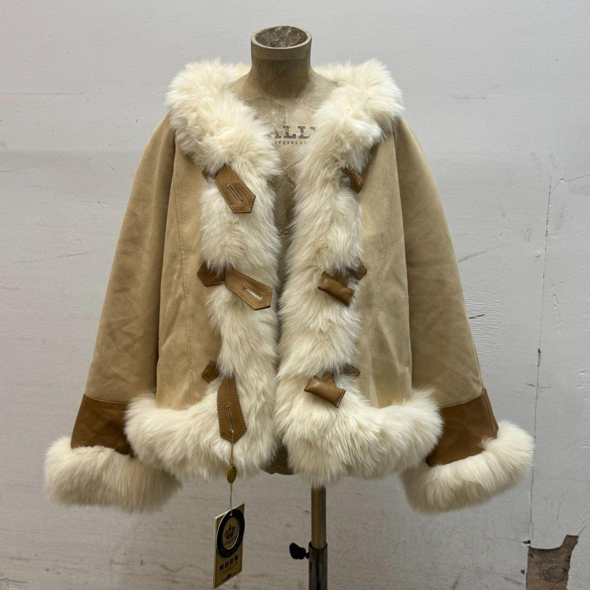 Vintage Y2K Faux Suede & Fox Fur Cropped "Penny Lane" Jacket Coat
