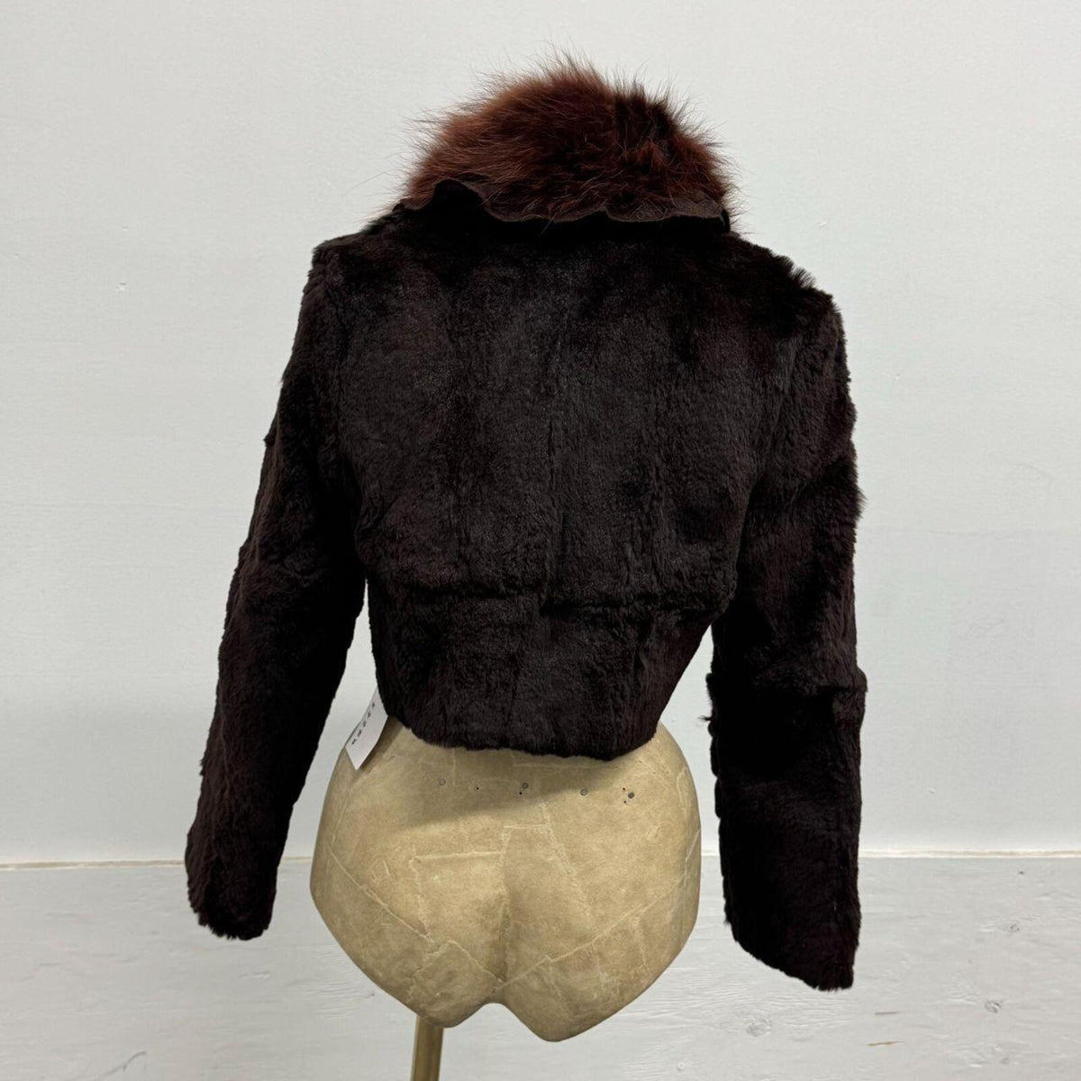 Vintage Y2K Cropped Espresso Brown Rabbit & Fox Fur Bolero