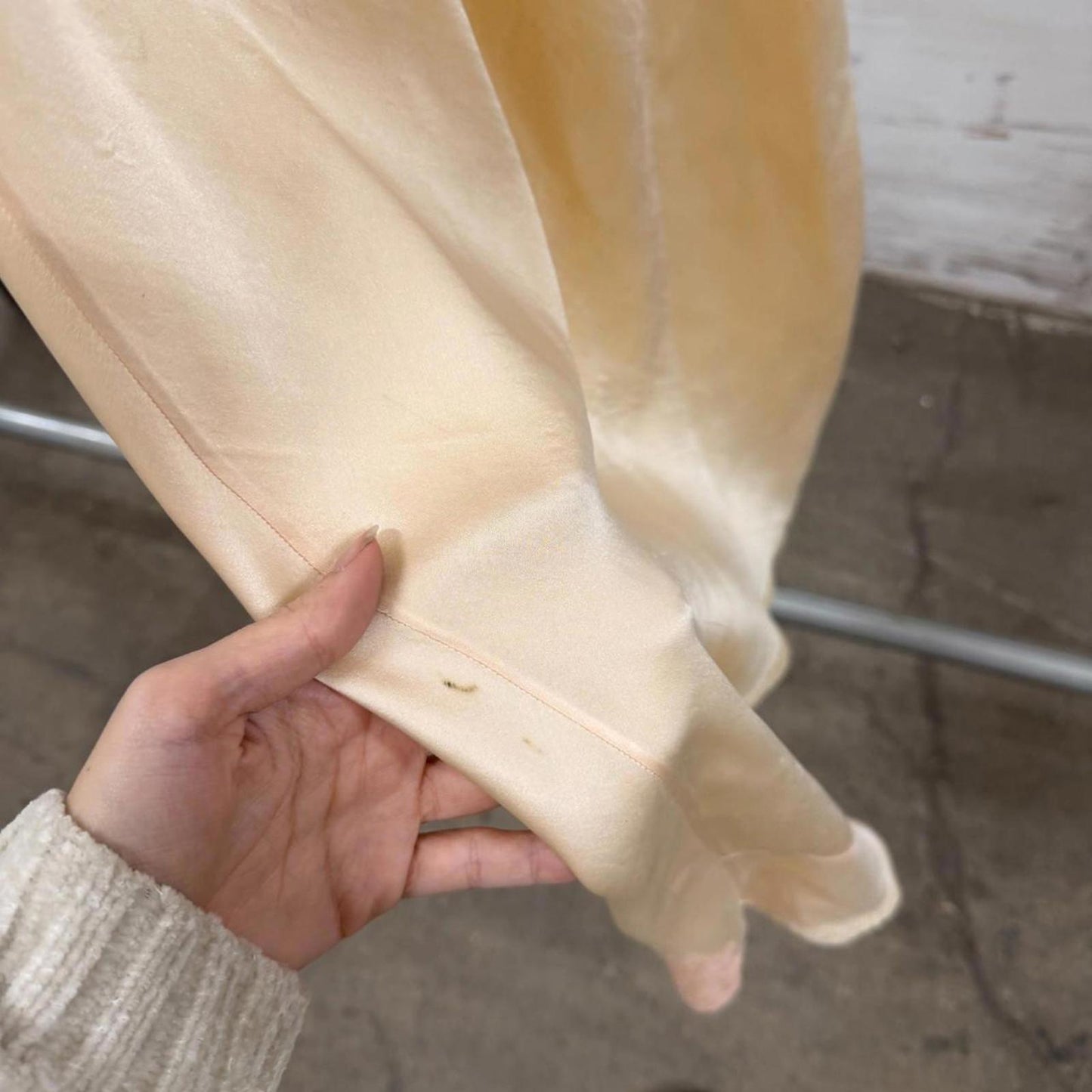 Vintage 1930s Cream Silk Satin Slip Dress Bias Cut Floral