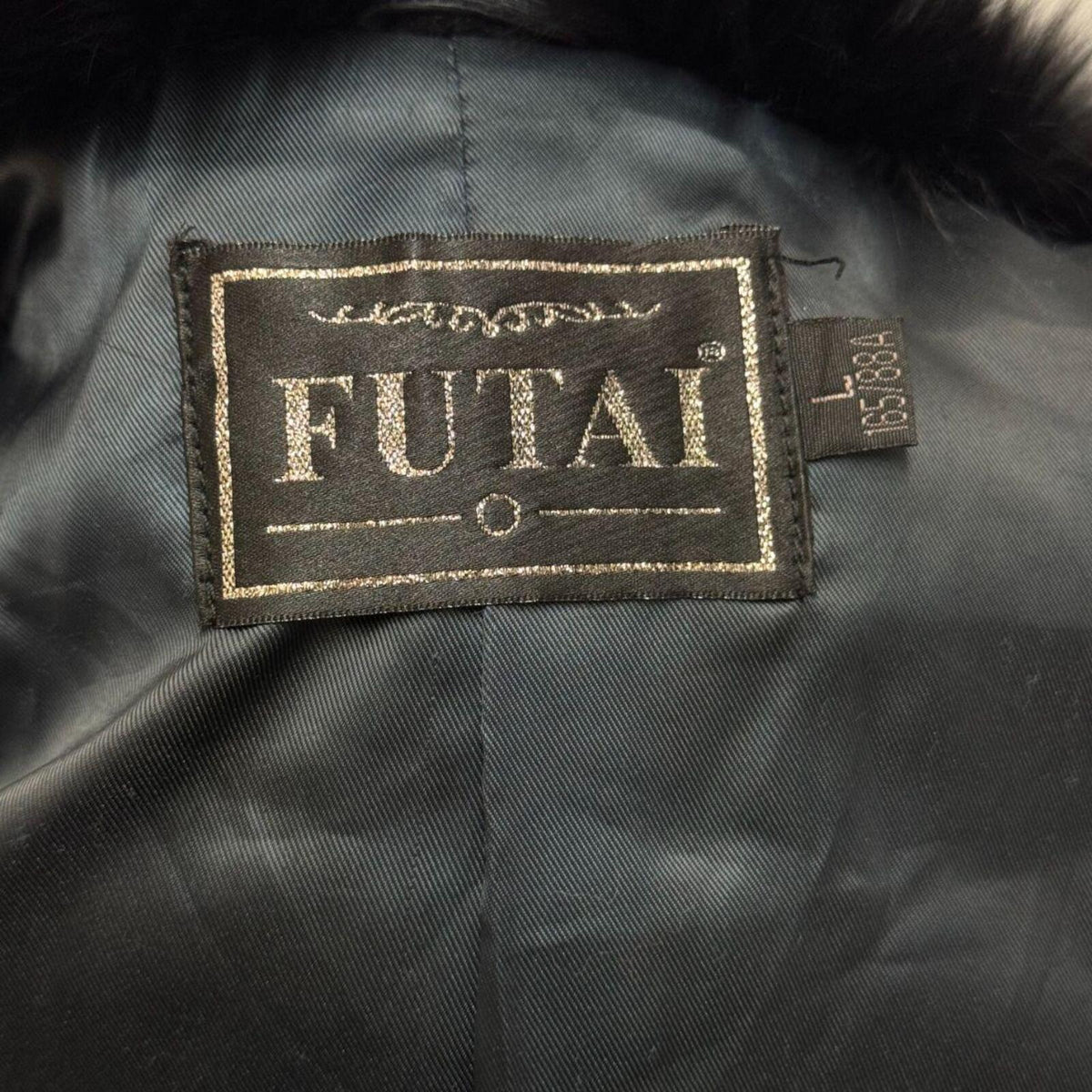 Y2K Vintage Black Rabbit & Fox Fur Jacket Star Sequin Detail Coat