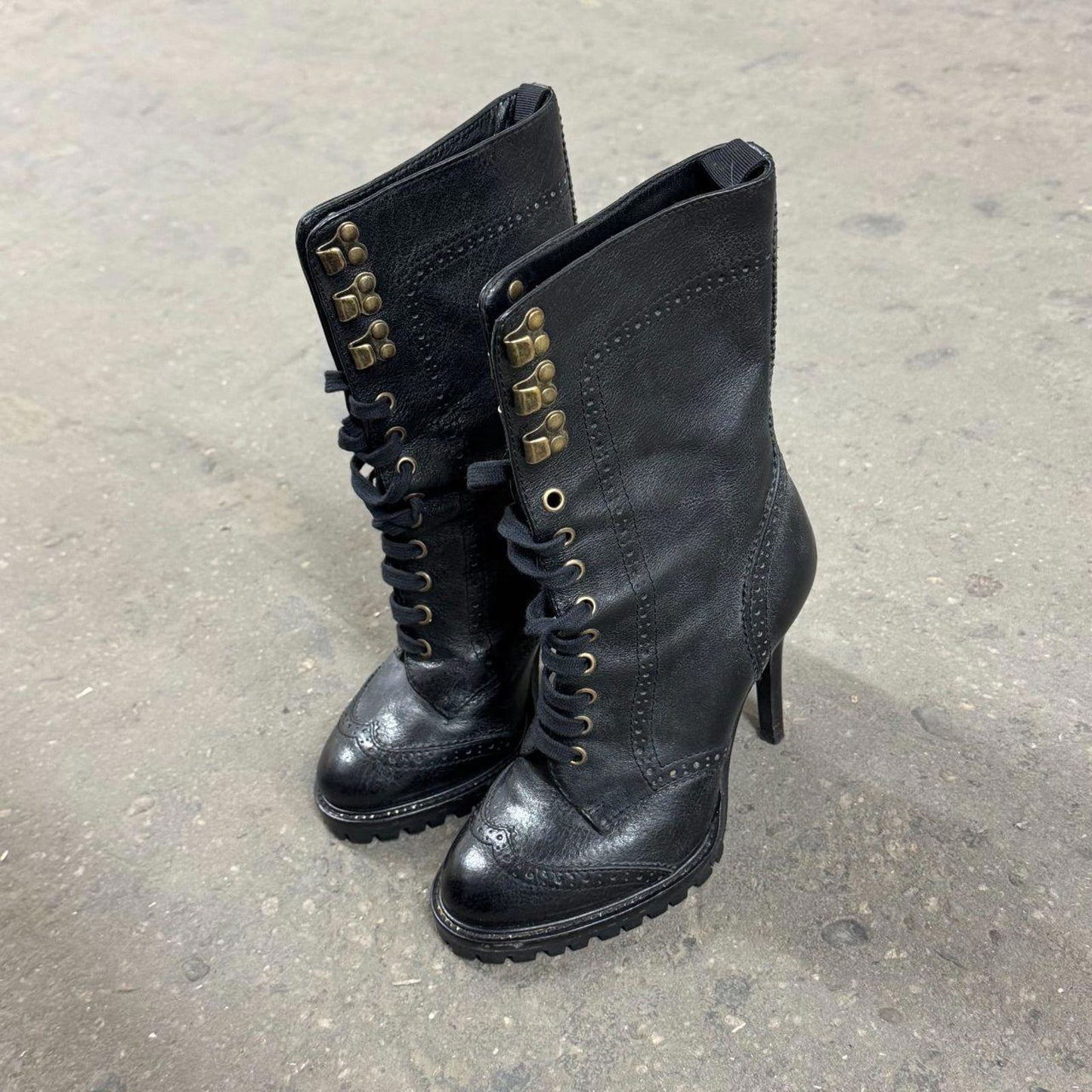 Vintage D&G Dolce & Gabbana Y2K Combat Stiletto Boots 6.5