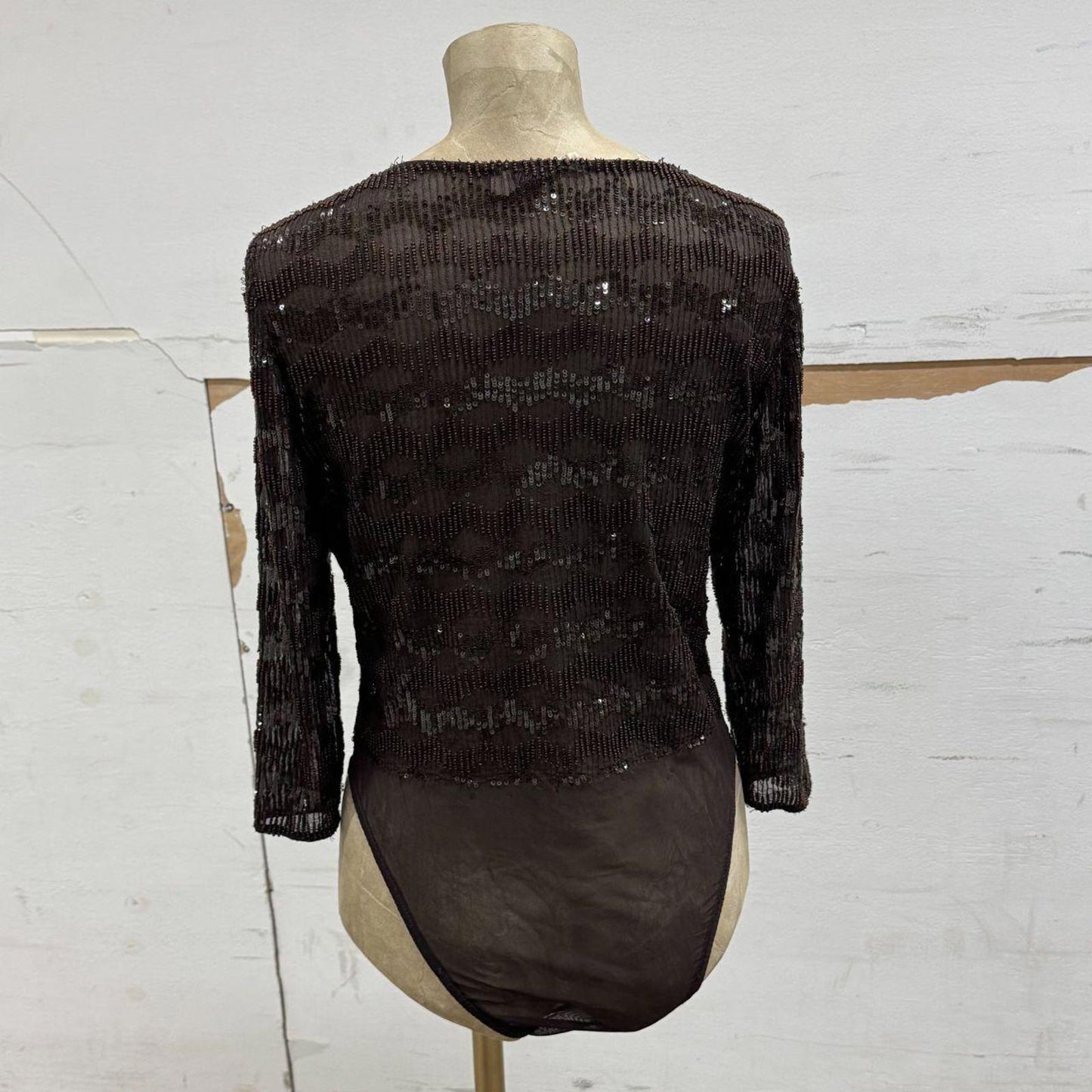 90s Vintage Giorgio Armani Beaded Silk Bodysuit