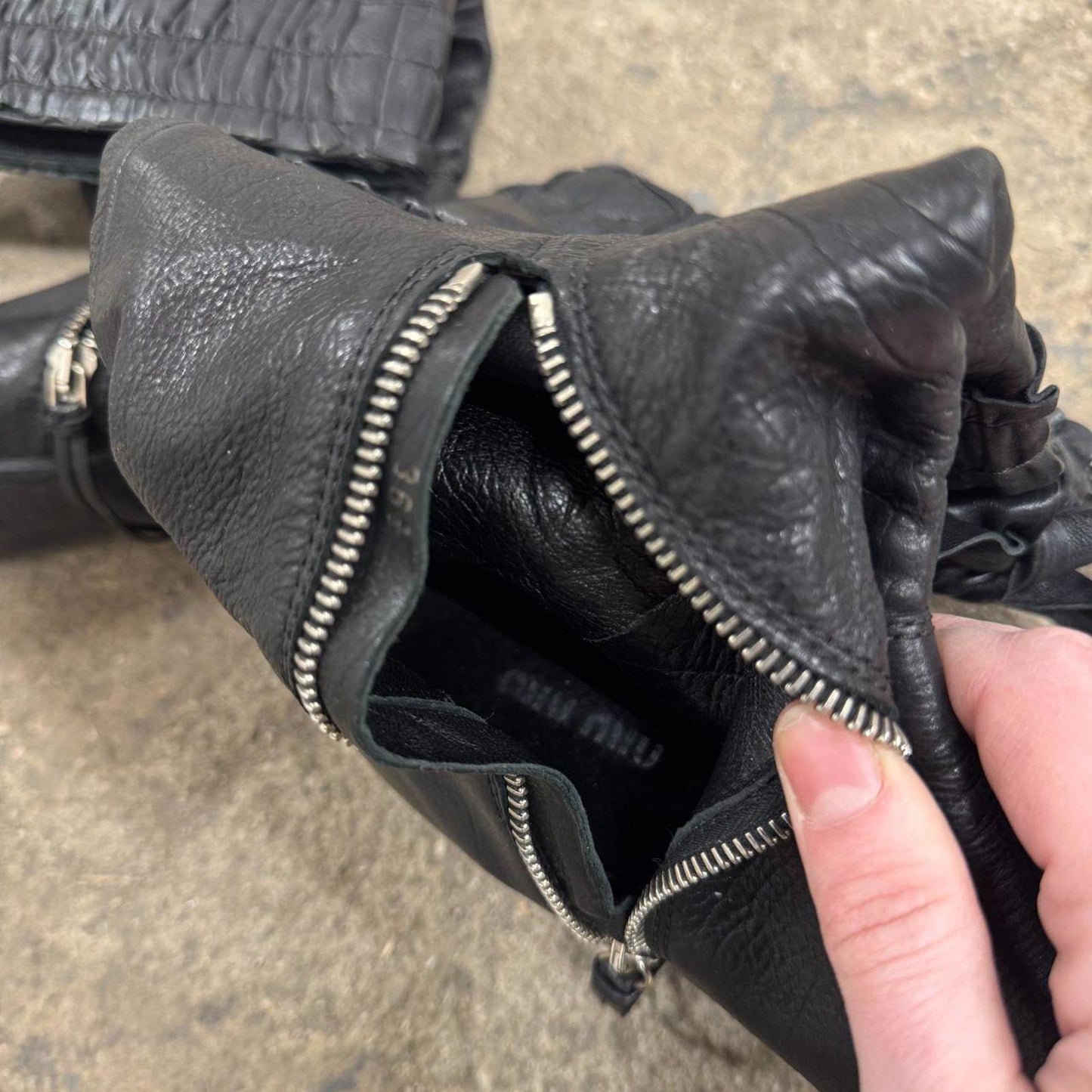 90s/Y2K Vintage Miu Miu Black Leather Bow Boots