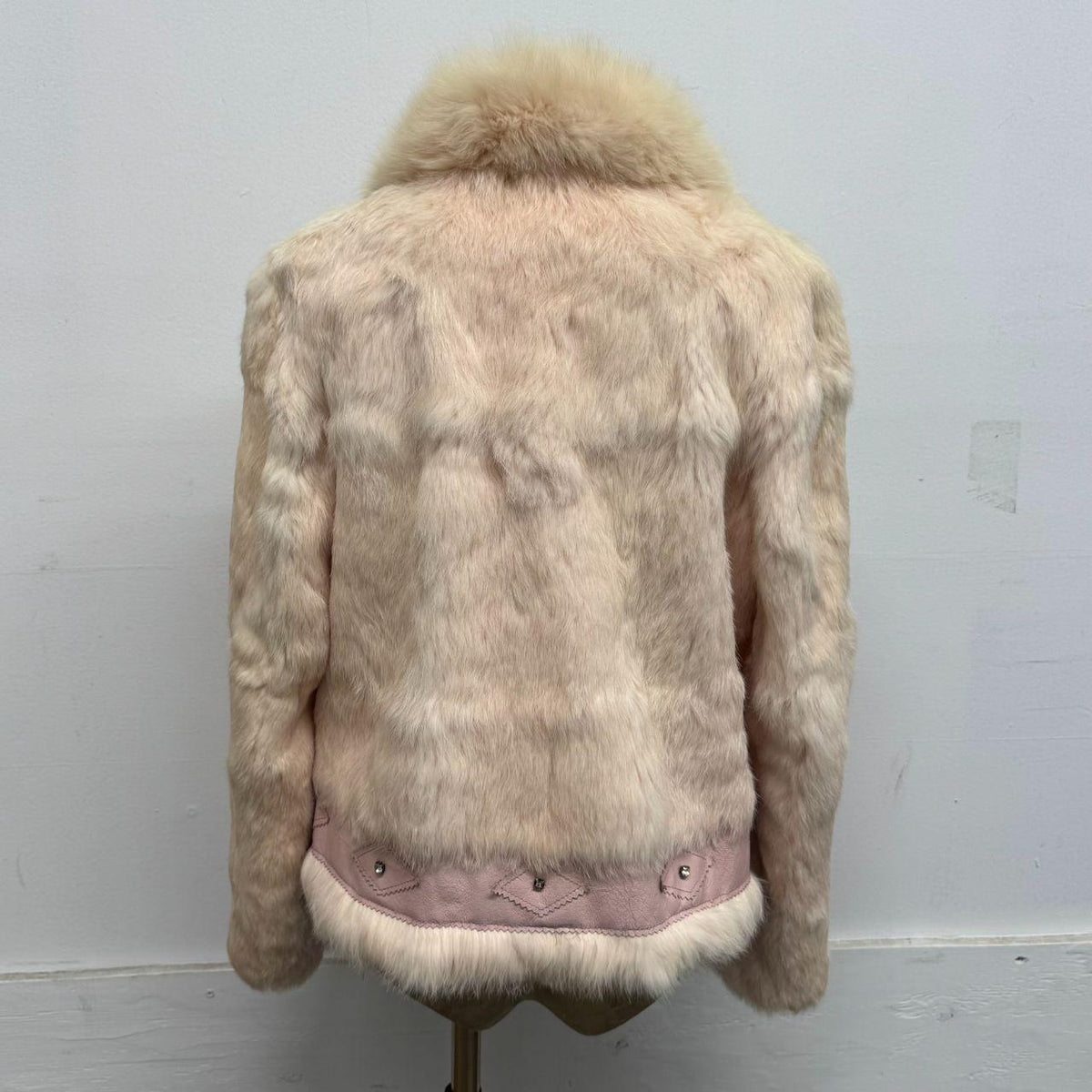 Vintage Y2K Pastel Baby Pink Rabbit & Fox Fur Jacket Coat