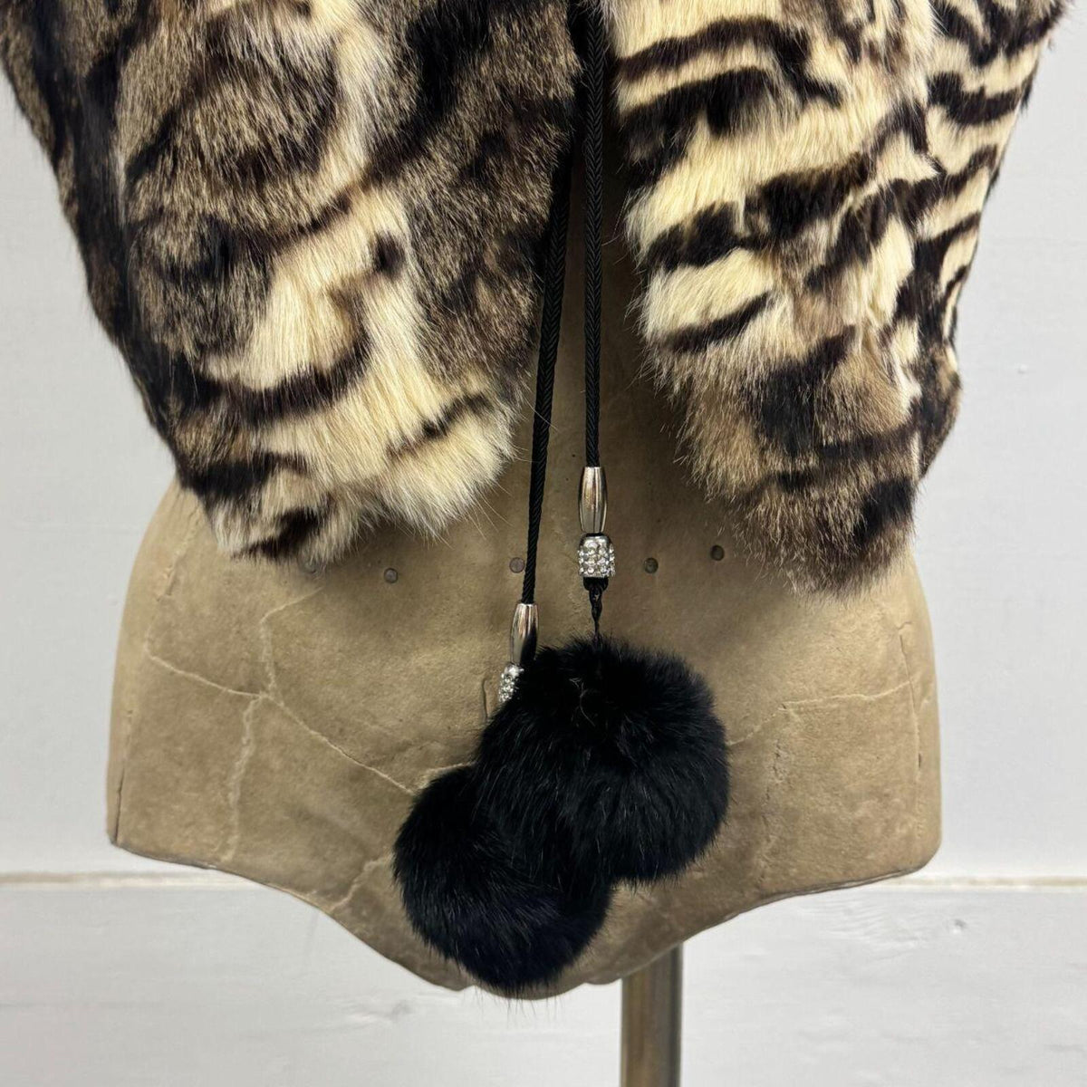 Vintage Y2K Brown Hooded Dyed Rabbit Fur Vest
