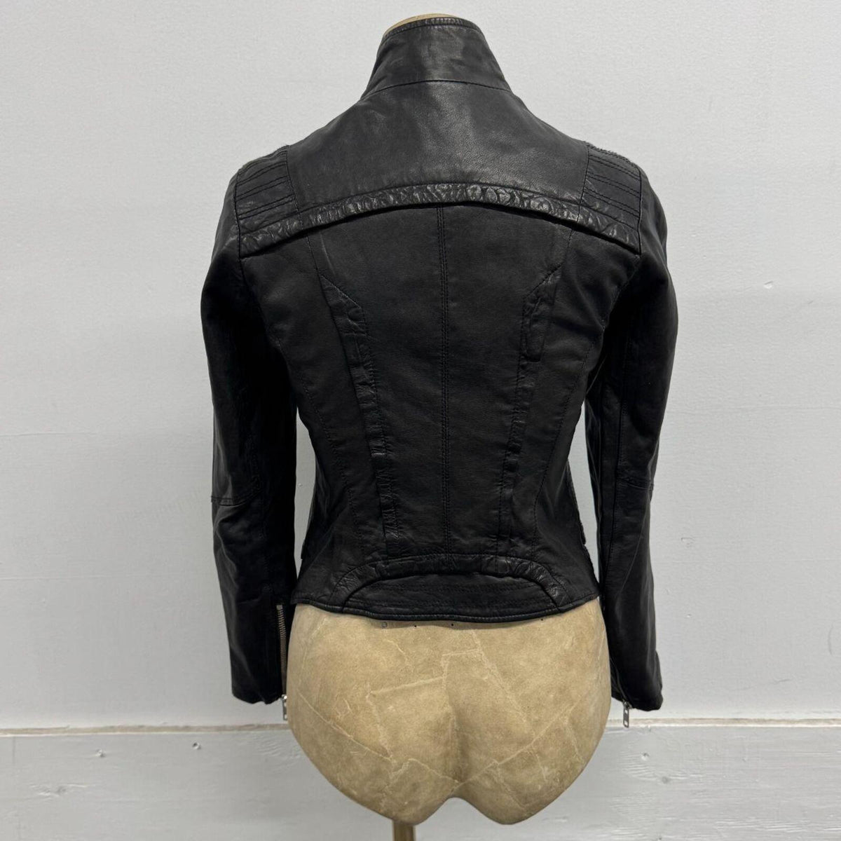Vintage Black Multi-layer Asymmetric Avant Garde Leather Jacket