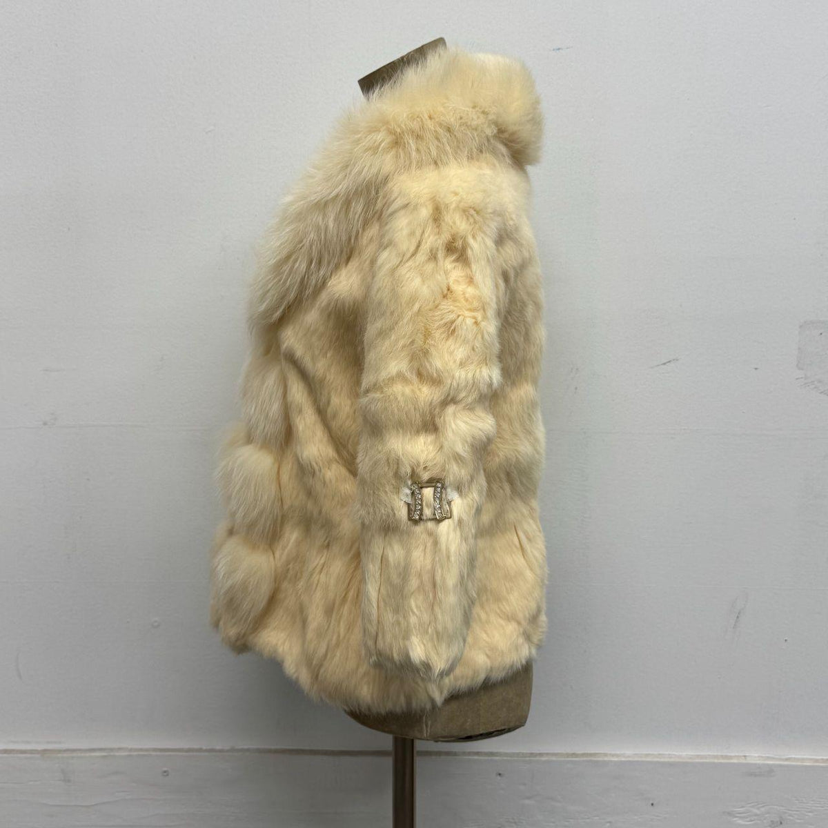 Vintage Y2K Cream Penny Lane Rabbit & Fox Fur Jacket Coat