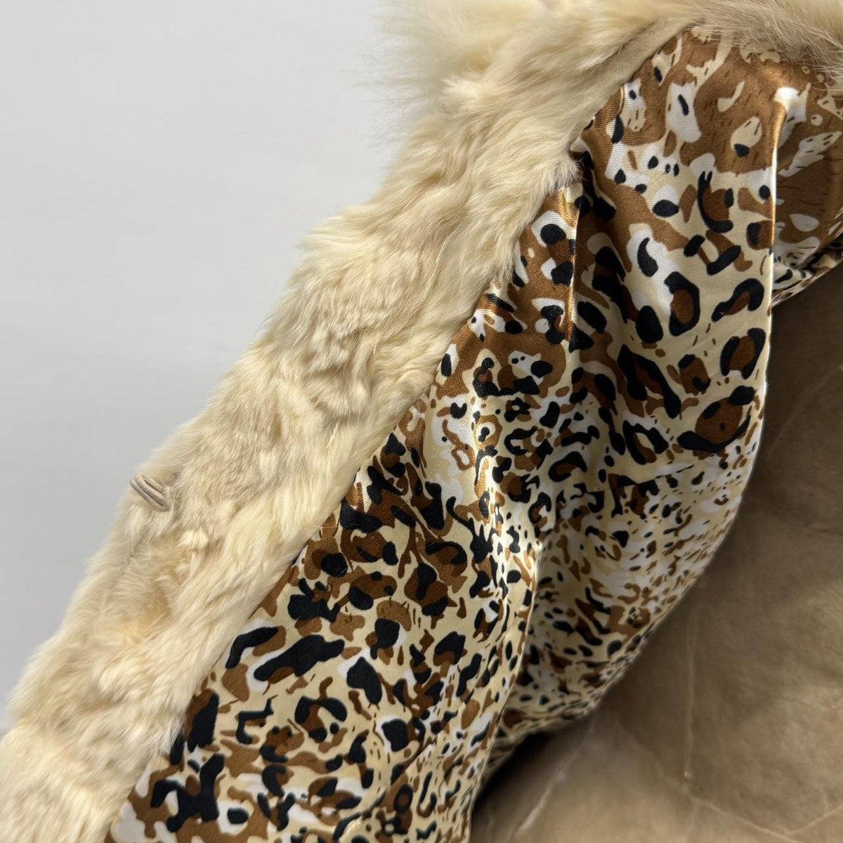 Vintage Y2K Cream Rabbit & Fox Fur Jacket Coat