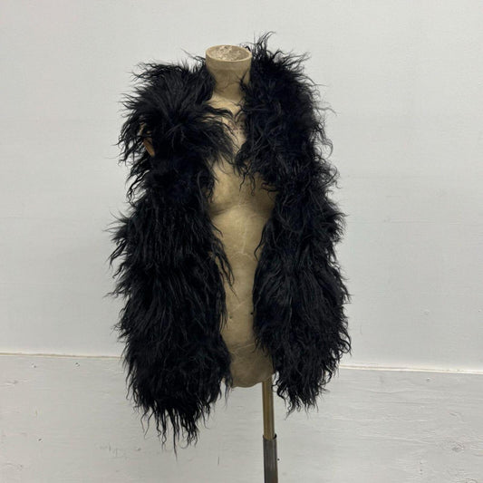 Vintage Black Mongolian Lamb Cropped Vest