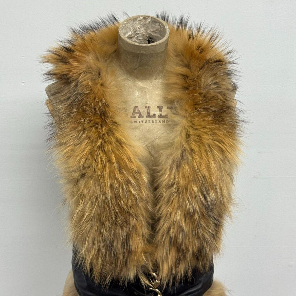 Vintage Y2K Raccoon Fur & Leather Belted Vest
