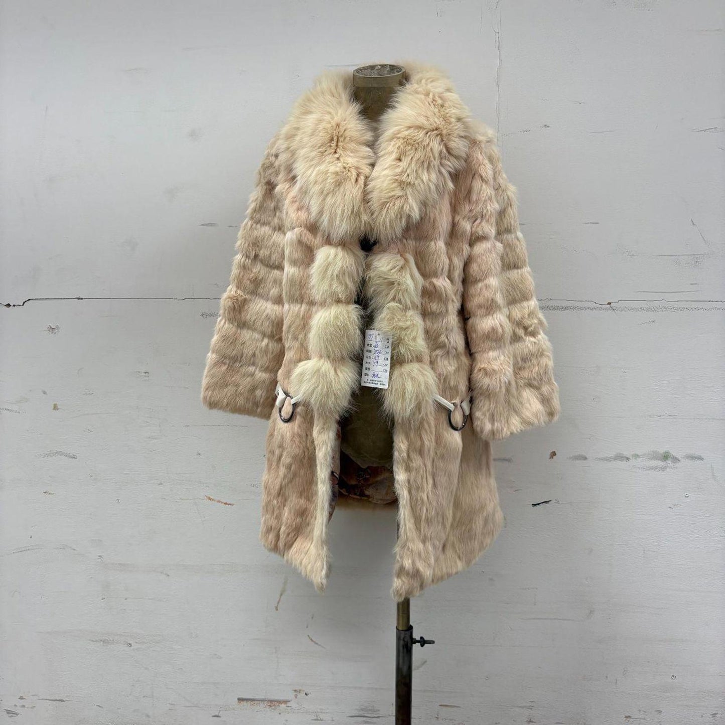 Vintage Y2K Pink Tiered Rabbit & Fox Fur "Snow Queen" Coat