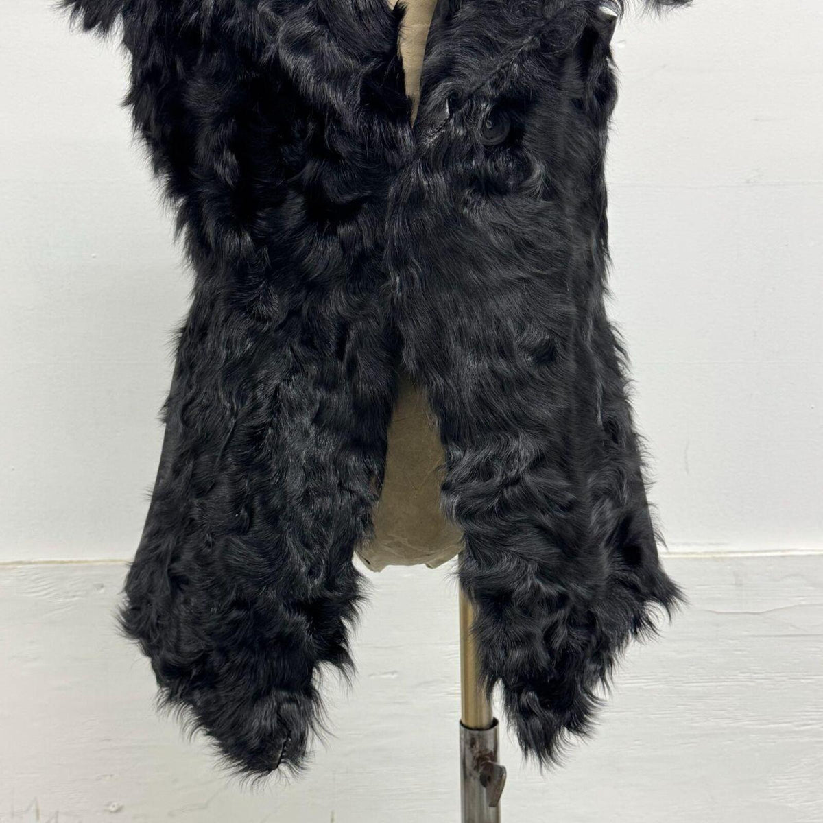 Vintage Y2K Black Wool & Leather Vest