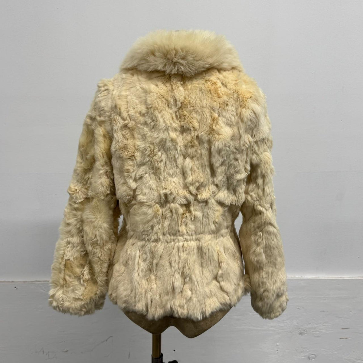 Vintage Y2K Cream Rabbit & Fox Fur Jacket Coat