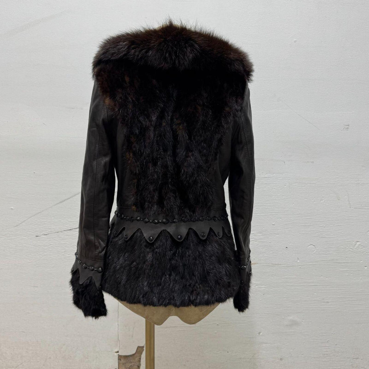 Y2K Vintage Mink Fox Luxury Fur & Leather Jacket Coat