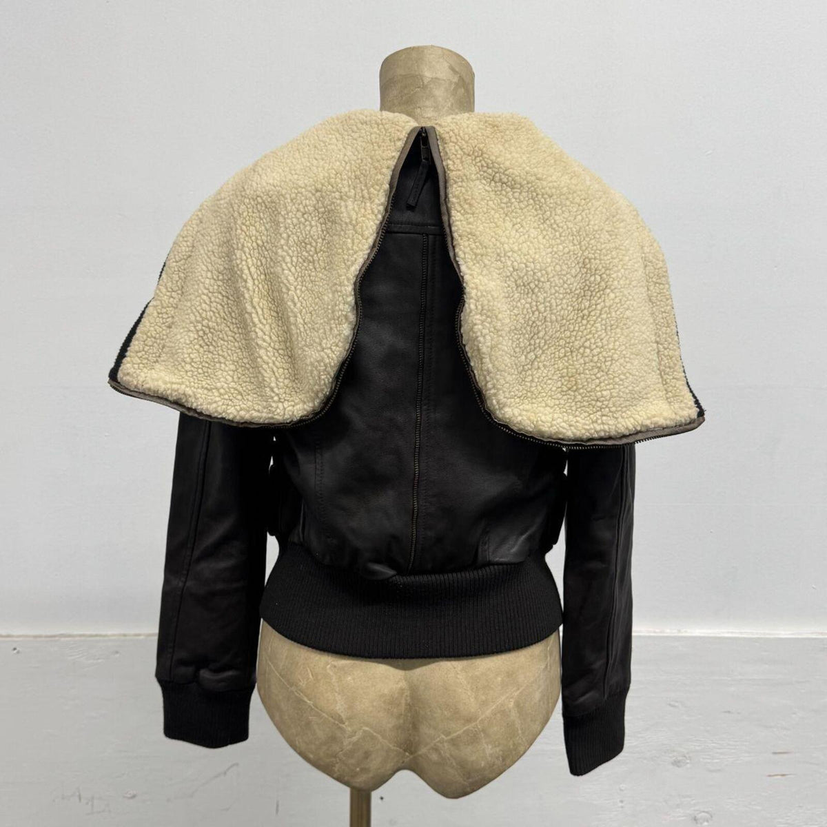 Vintage Azona AO2 Brown Lamb Nappa Leather Split-Hood Aviator Jacket
