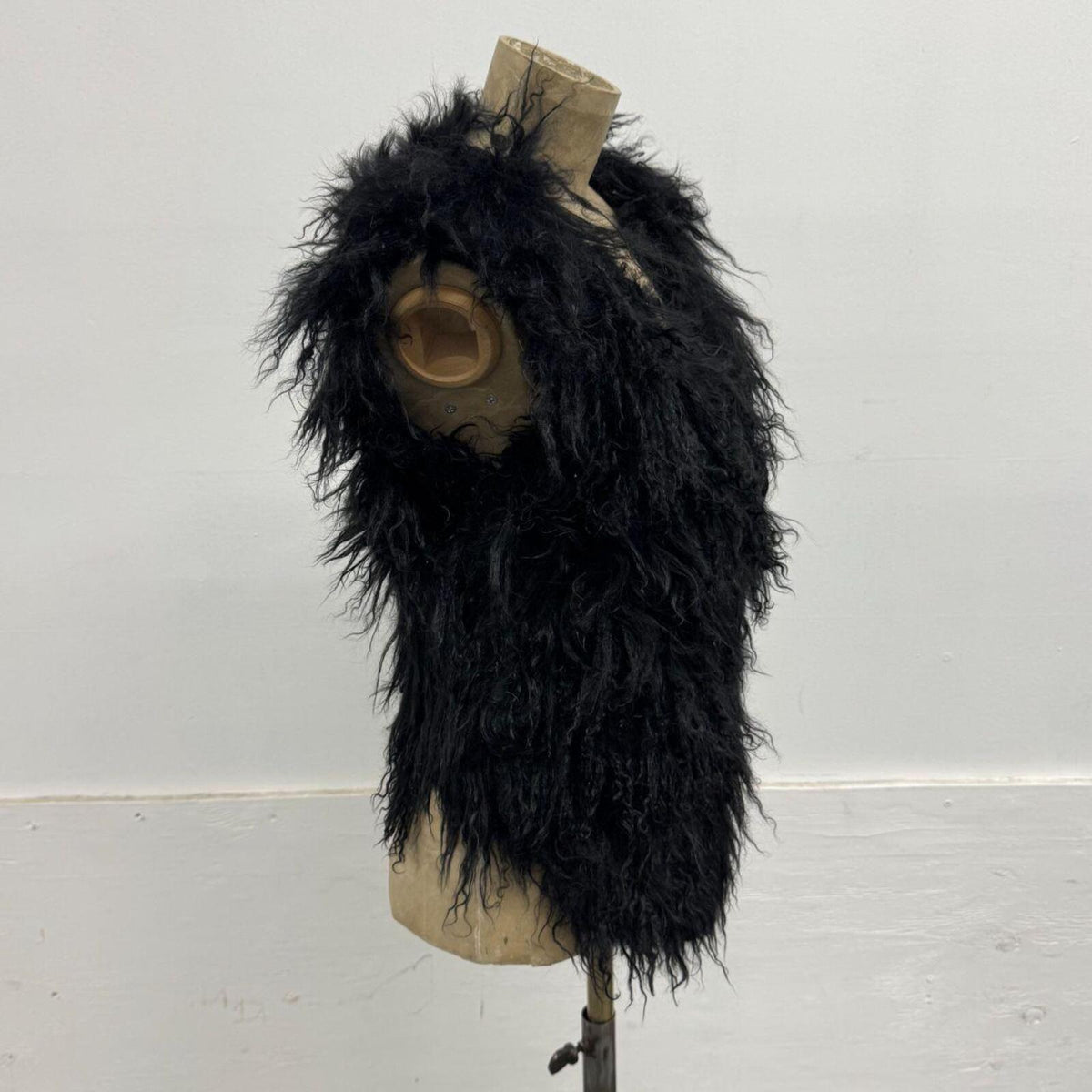 Vintage Black Mongolian Lamb Cropped Vest