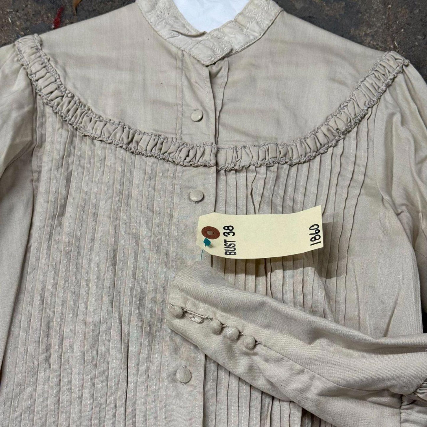 Vintage Film Costume 40s 50s Does Victorian Antique Style White Blouse M