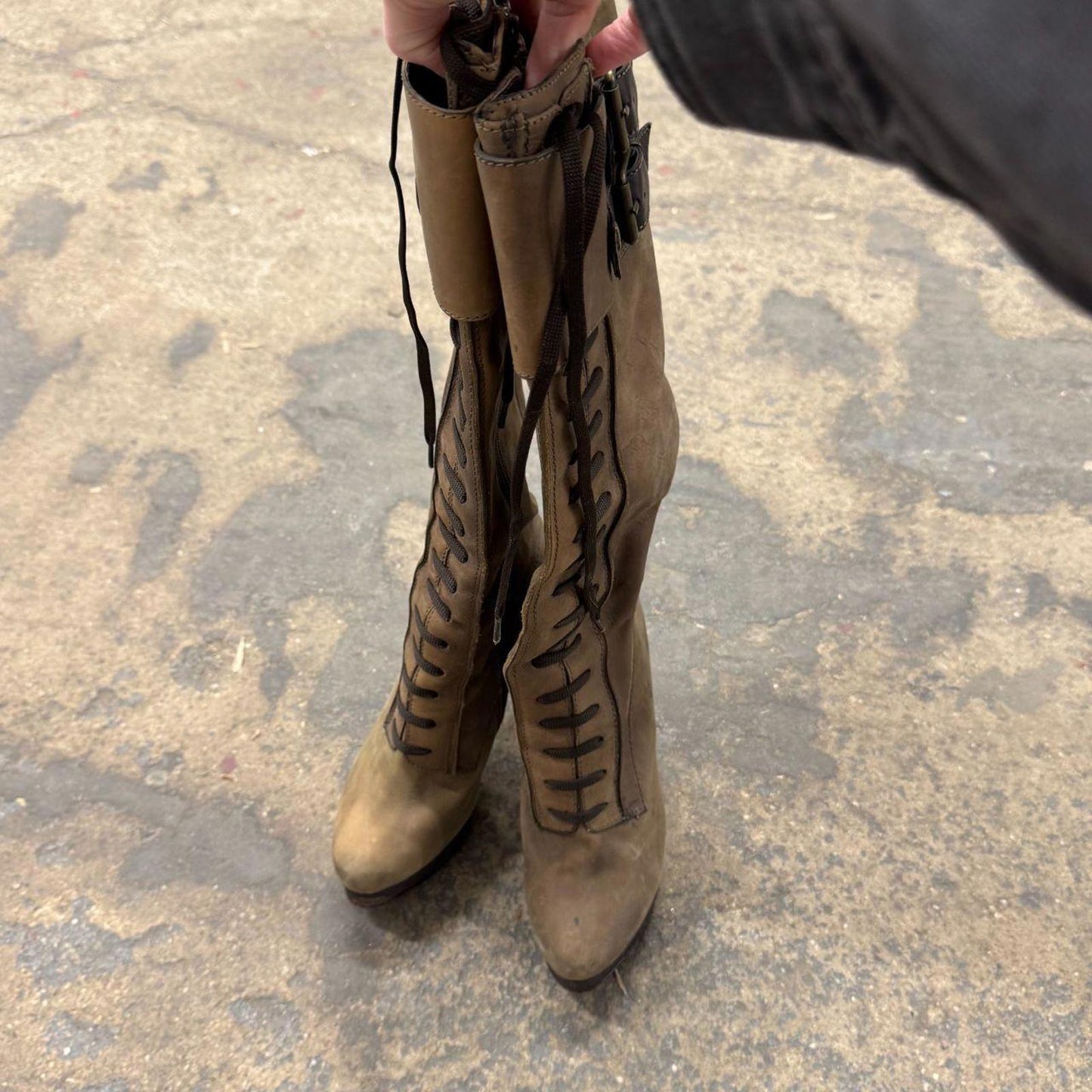 Vintage Miss Sixty brown Genuine Leather Lace-Up Tall Knee High Platform Boots