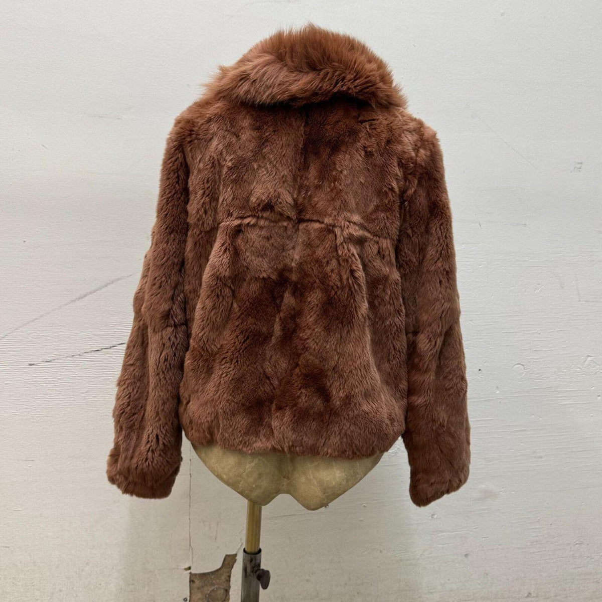 Vintage Warm Brown Rabbit & Fox Fur Jacket Coat