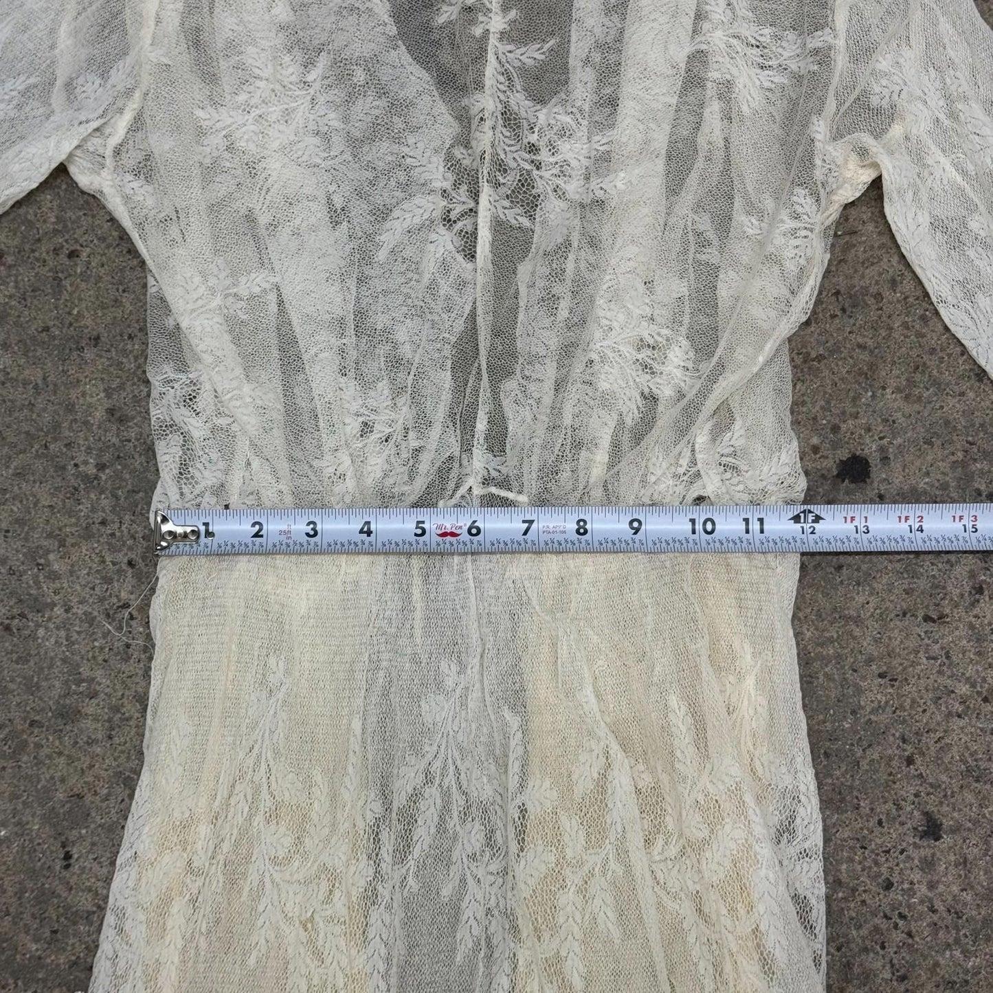 Antique 1910s Edwardian Tea Gown XS White Cotton Lawn Lace Lingerie Dress Bridal