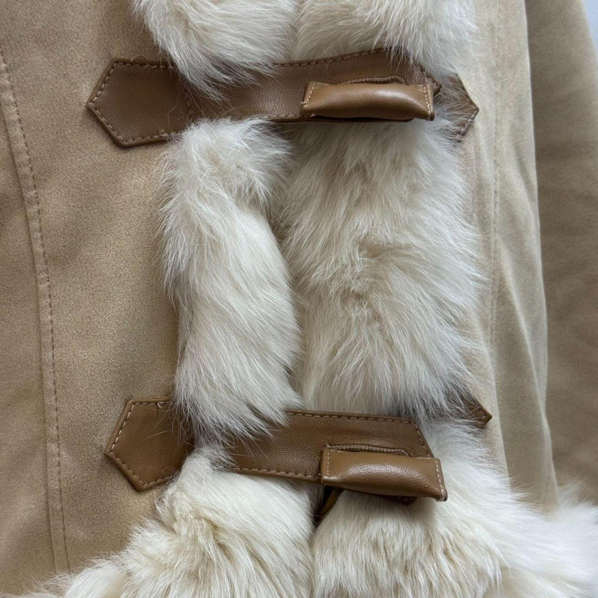 Vintage Y2K Faux Suede & Fox Fur Cropped "Penny Lane" Jacket Coat
