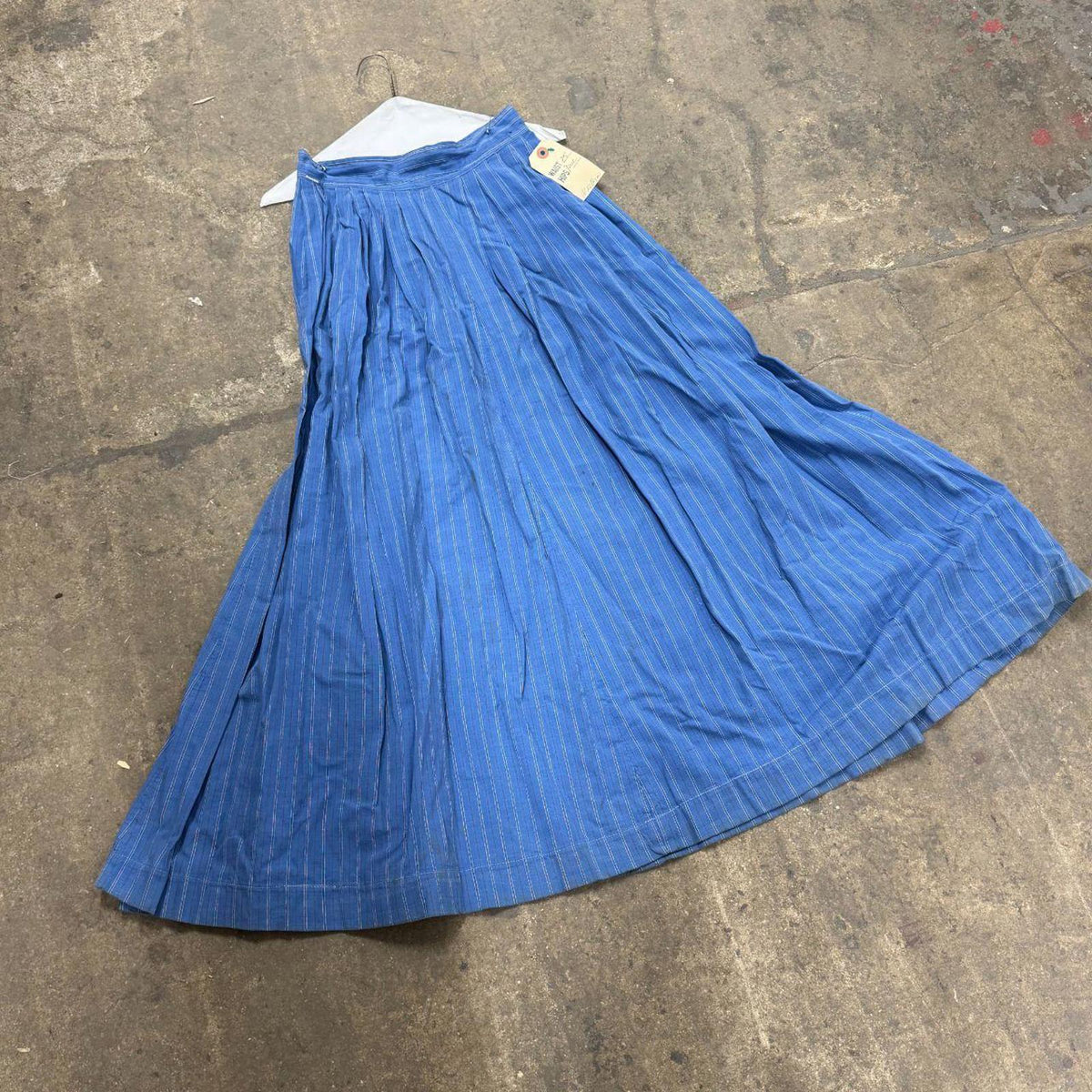 Vintage Film Costume 50s Does Victorian Western Style Prairie Skirt Blue Stripe