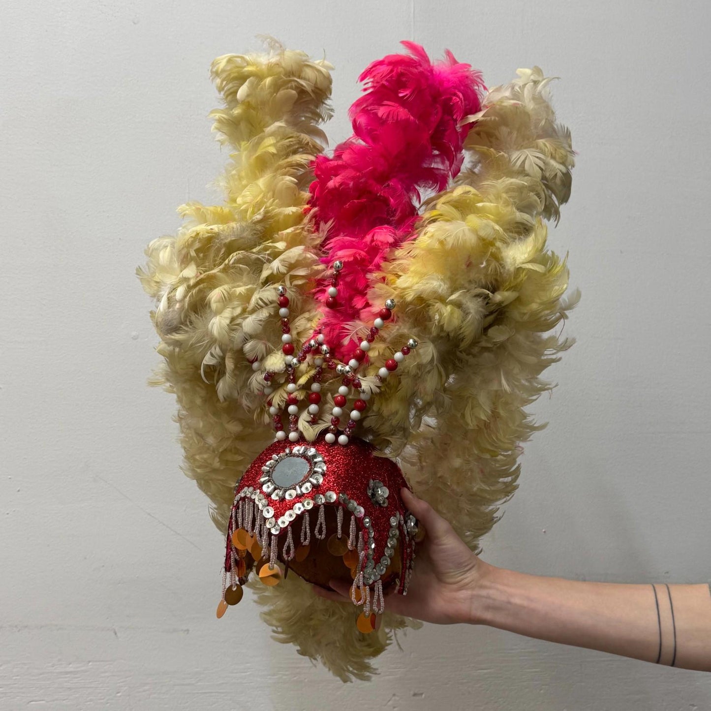 Vintage 60s 70s Hollywood Showgirl Feather Headdress Film Burlesque Costume