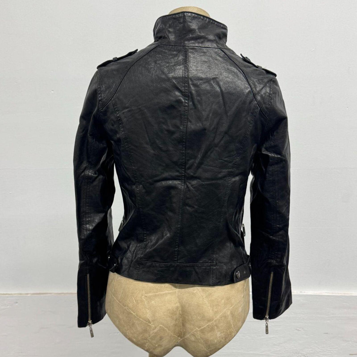 Vintage Black Multi-Zip Real Leather Moto Jacket