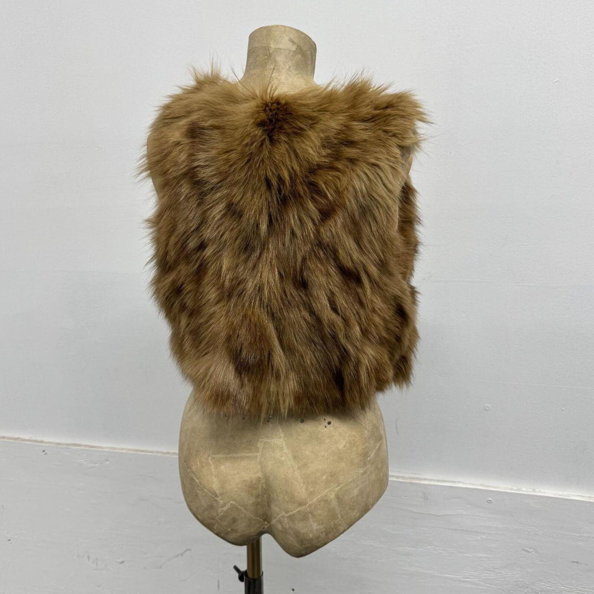 Y2K Vintage Tan Brown Genuine Fox Fur Cropped Vest