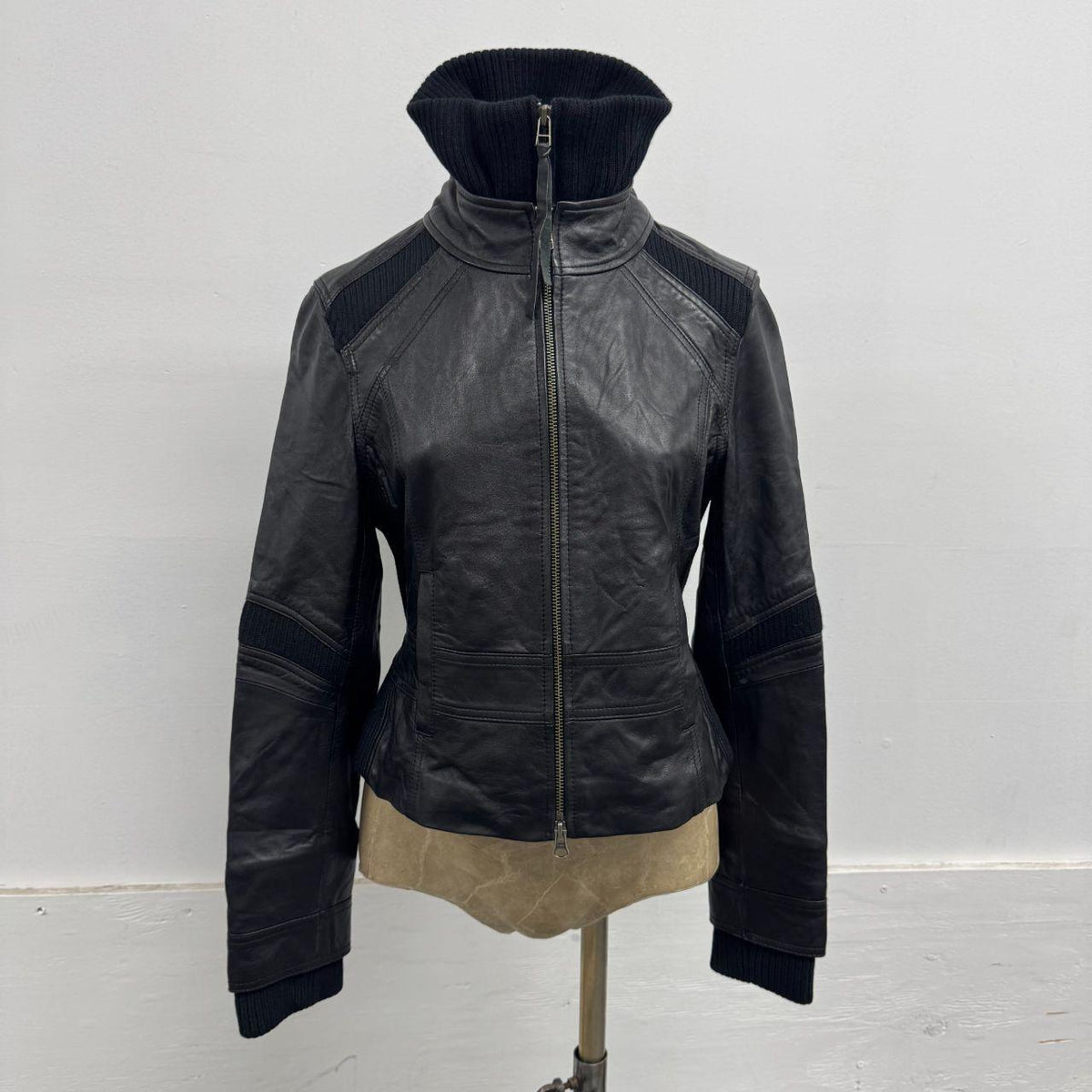 Vintage Black Double Layer Avant Garde Leather Jacket