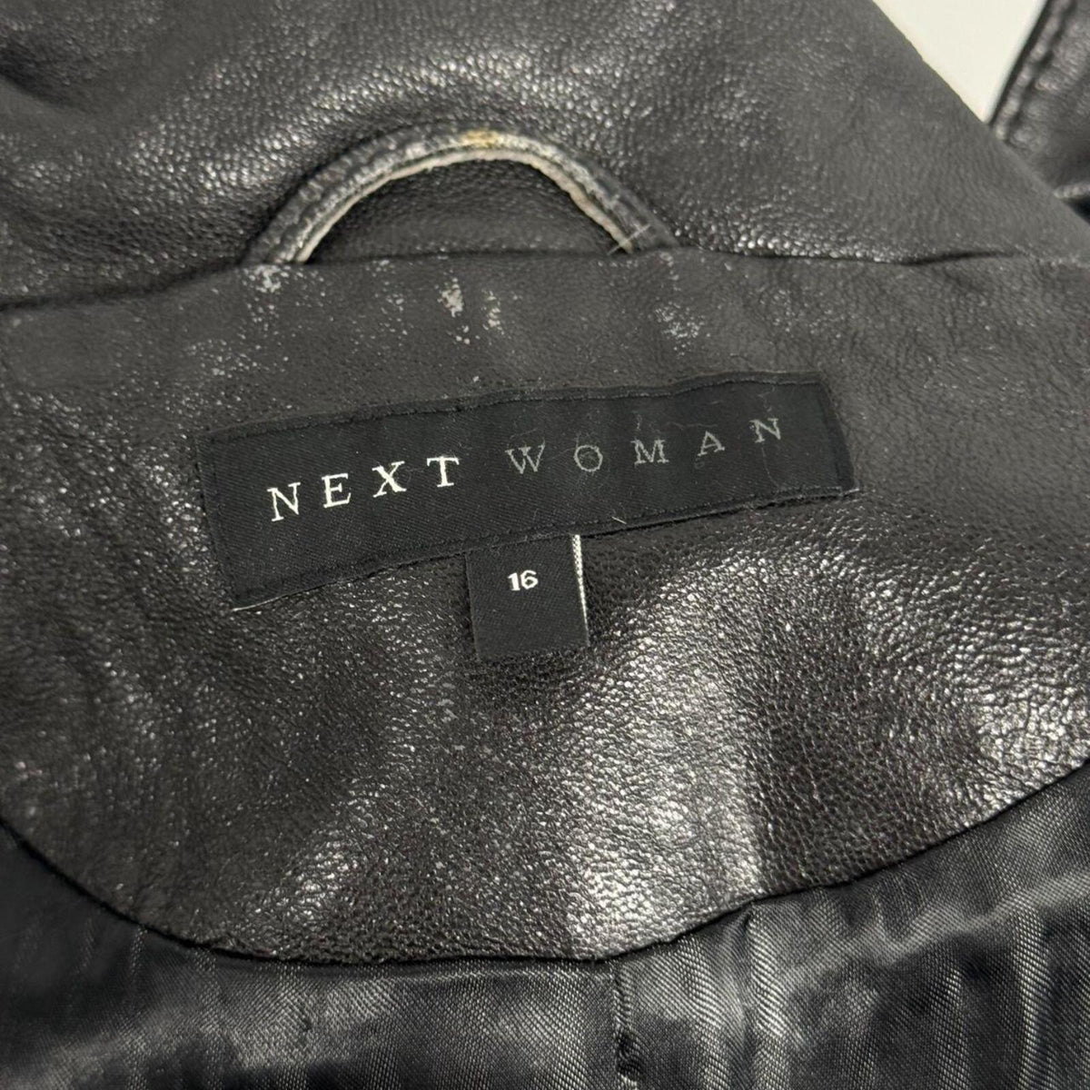 Vintage Next Woman Black Funnel Neck Leather Jacket XL