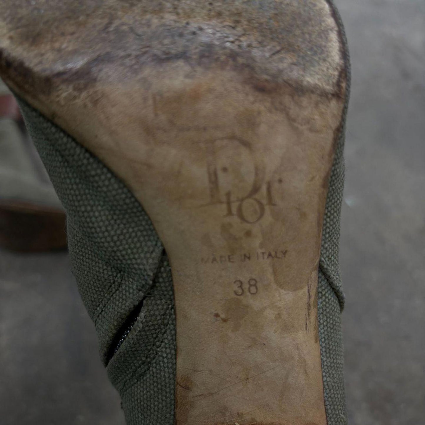 Vintage Y2K Dior by John Galliano Olive Green Ankle Booties 38