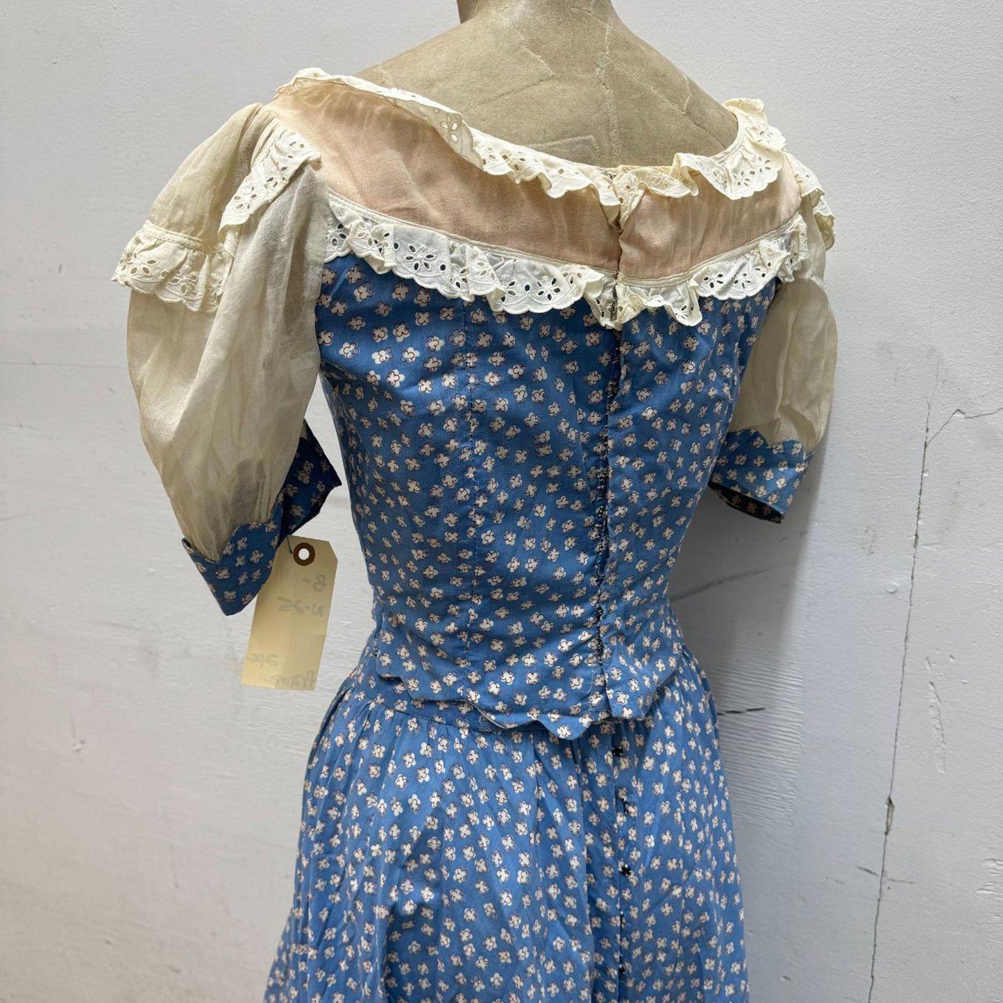 Vintage 1950s Studio-Made Blue Calico Tiered Western Prairie Dress Movie Costume