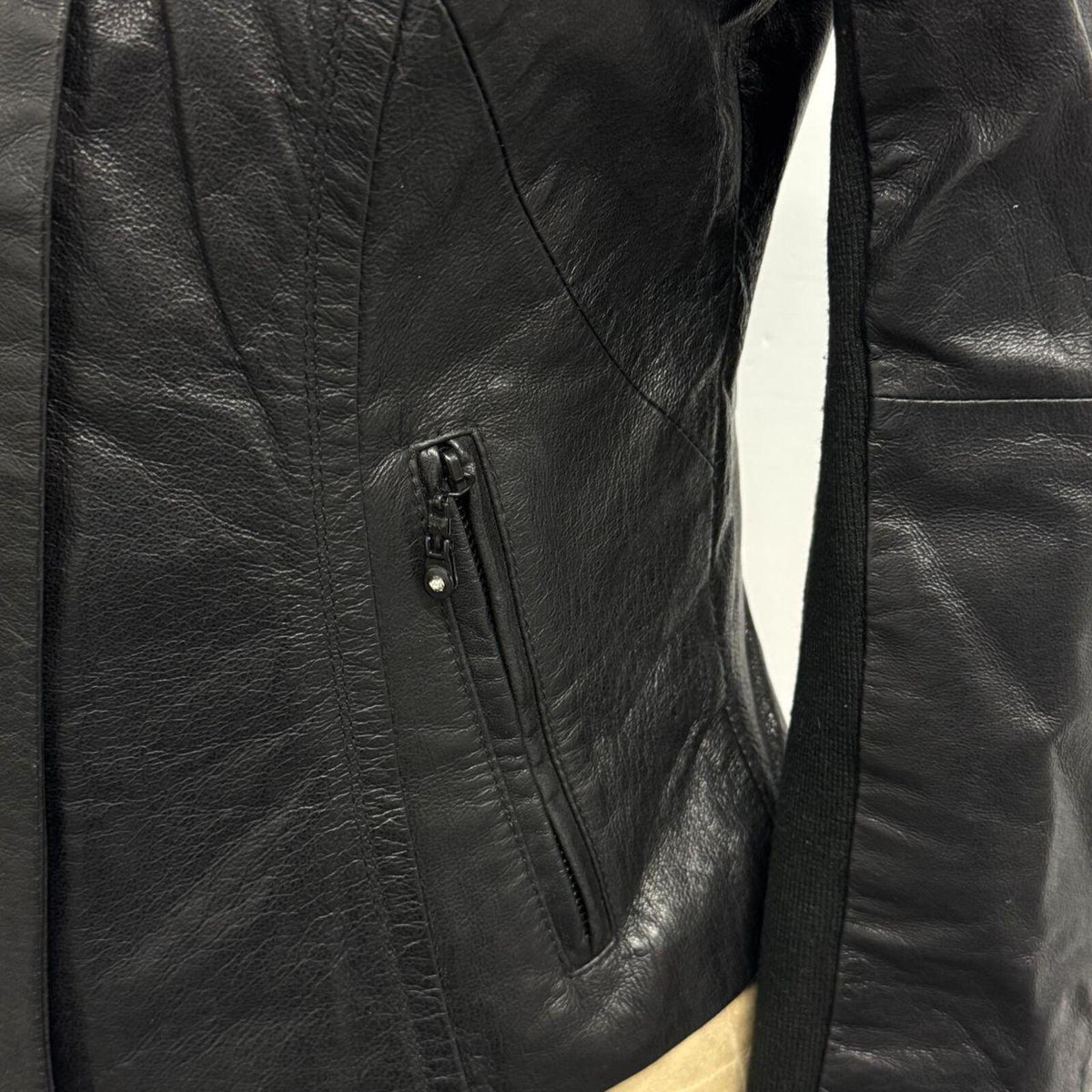 Vintage Black Big Collar Avant Garde Leather Jacket