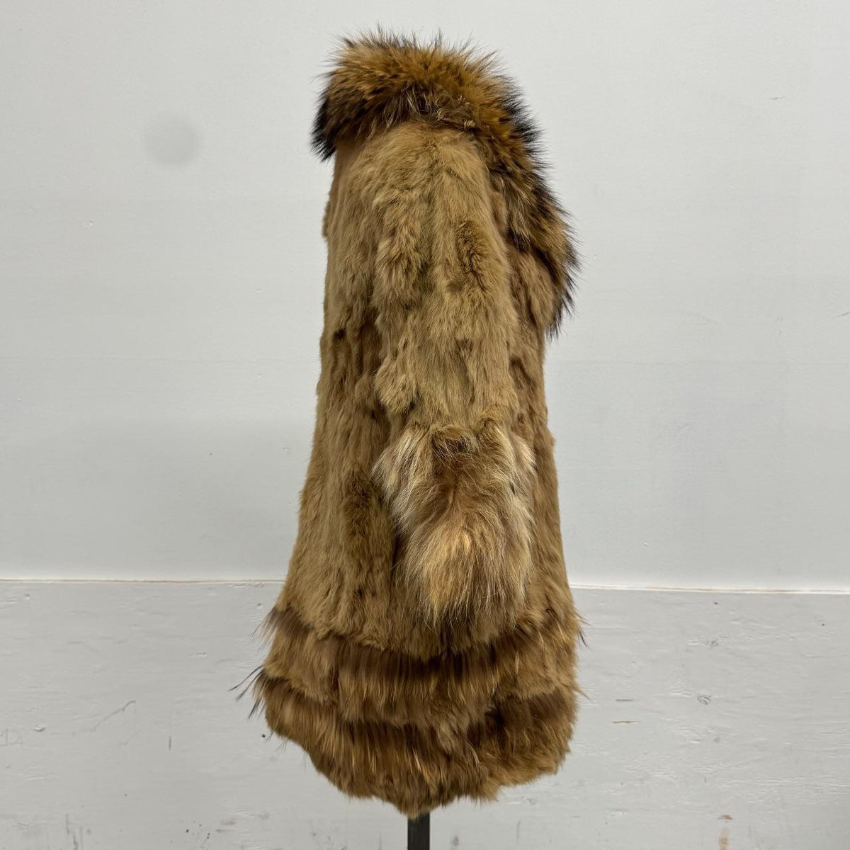 Vintage Y2K Brown Rabbit & Raccoon Fur Jacket Coat