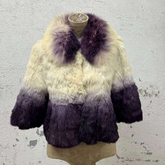 Vintage Archival Y2K Ombré Rabbit & Fox Fur Crop Jacket Coat